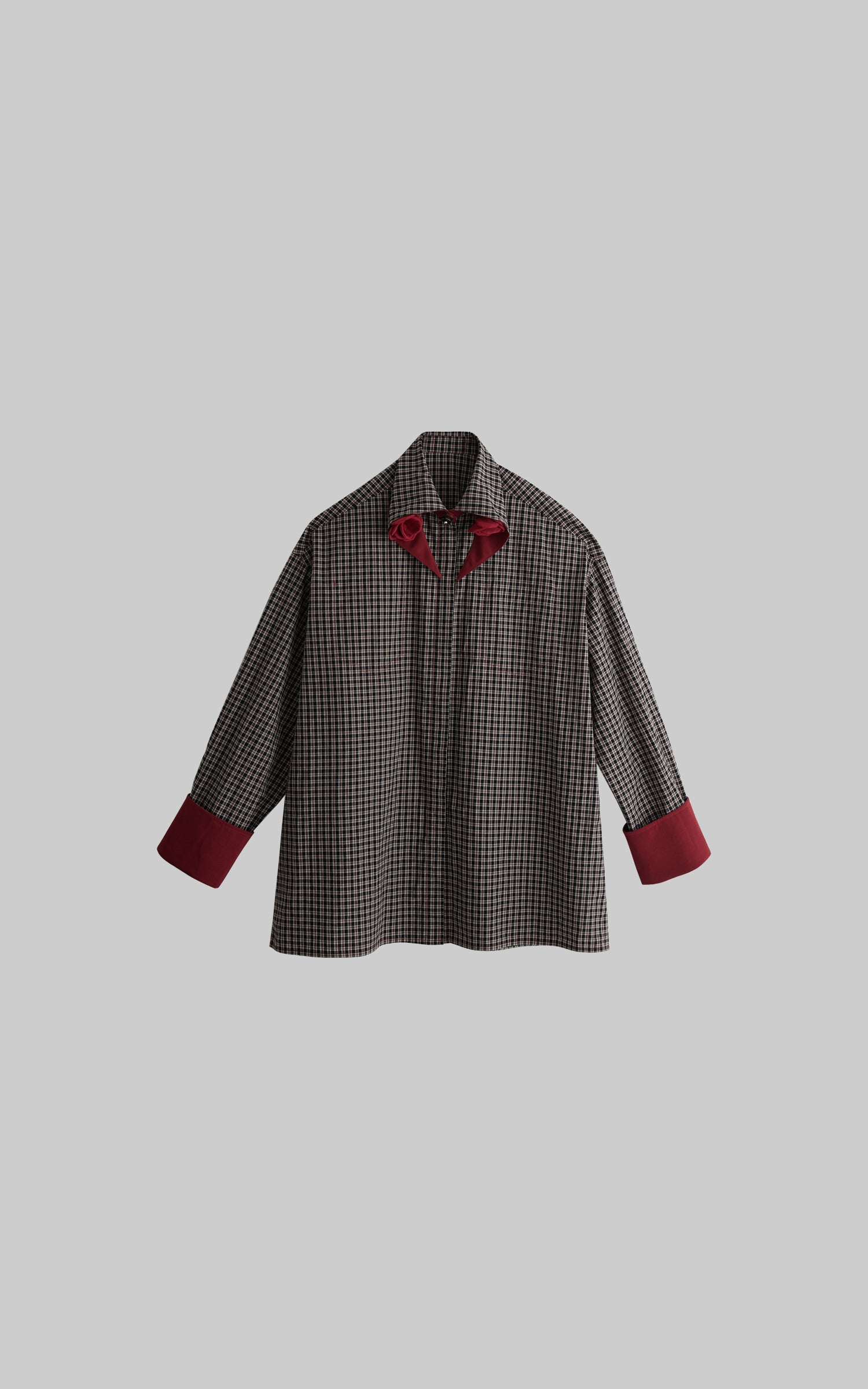 INDULGE Checked Rose Detail Loose Shirt