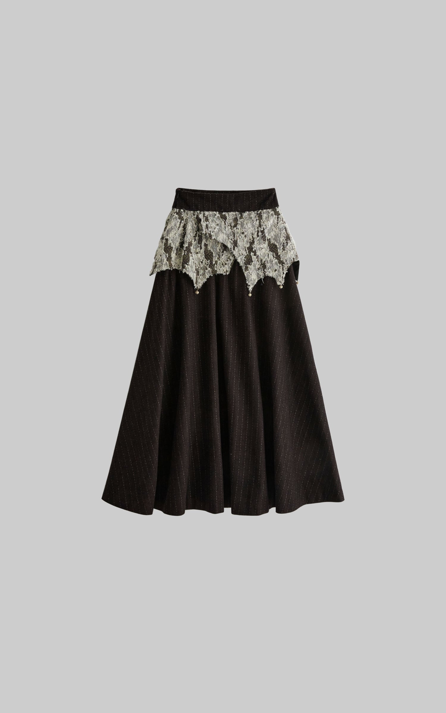 DOINDULGE Layered Fragment Texture Wool Maxi Skirt