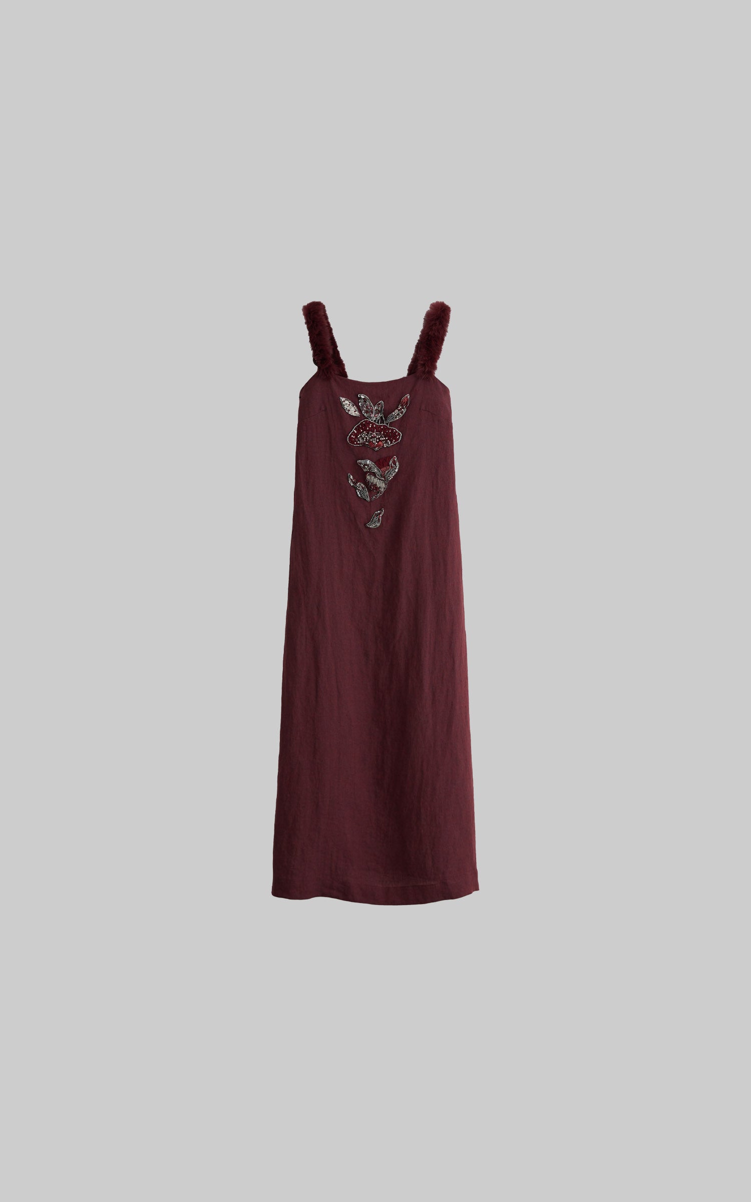 DOINDULGE Hand-Beaded Linen Strap Maxi Dress