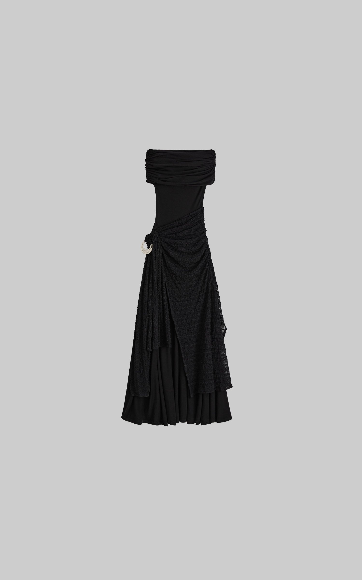 <tc>DOINDULGE</tc> Robe longue plissée à épaules dénudées