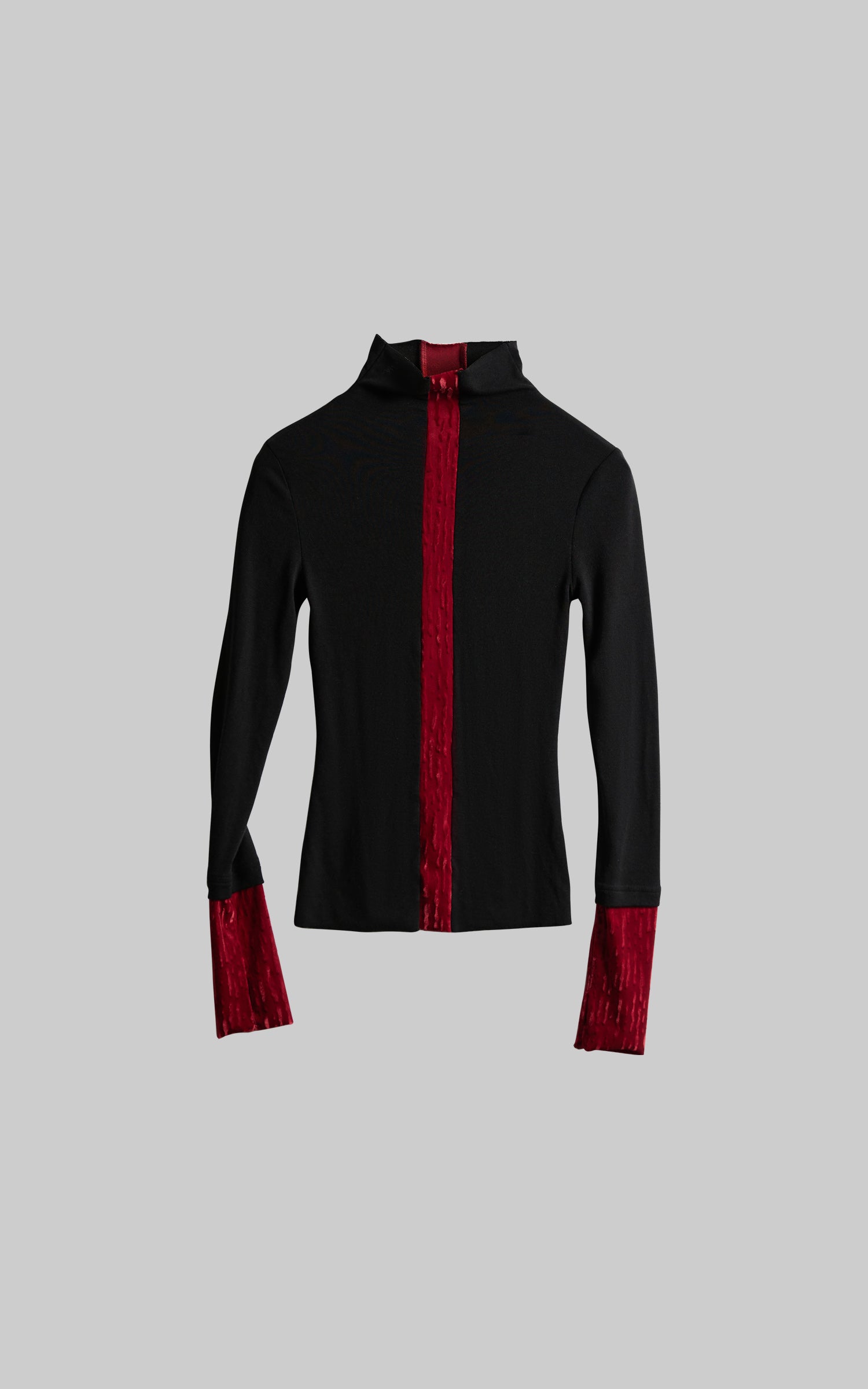 INDULGE Contrast Velvet Panel Long Sleeve T-Shirt