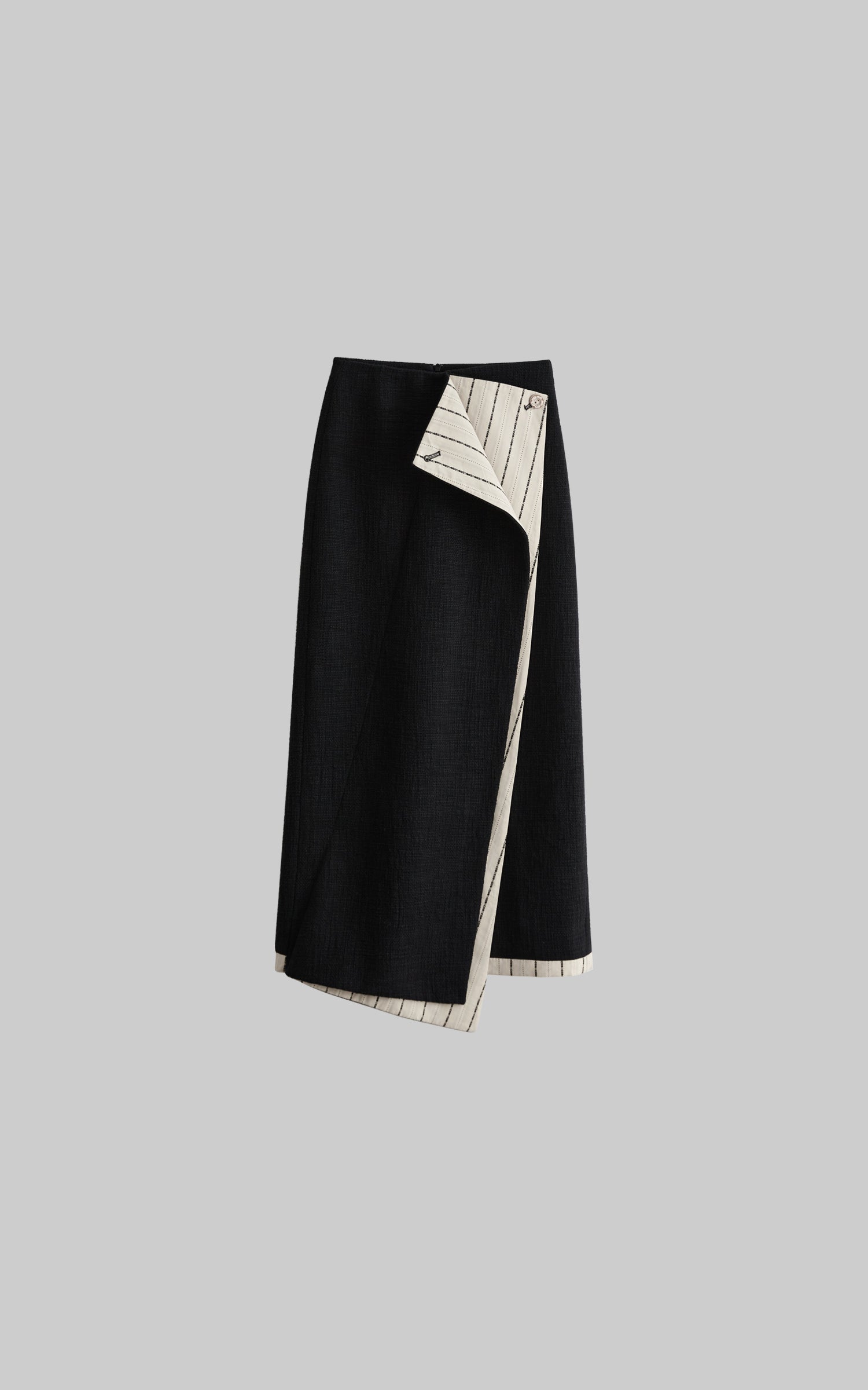 INDULGE Asymmetric Paneled Stripe Deconstructed Maxi Skirt