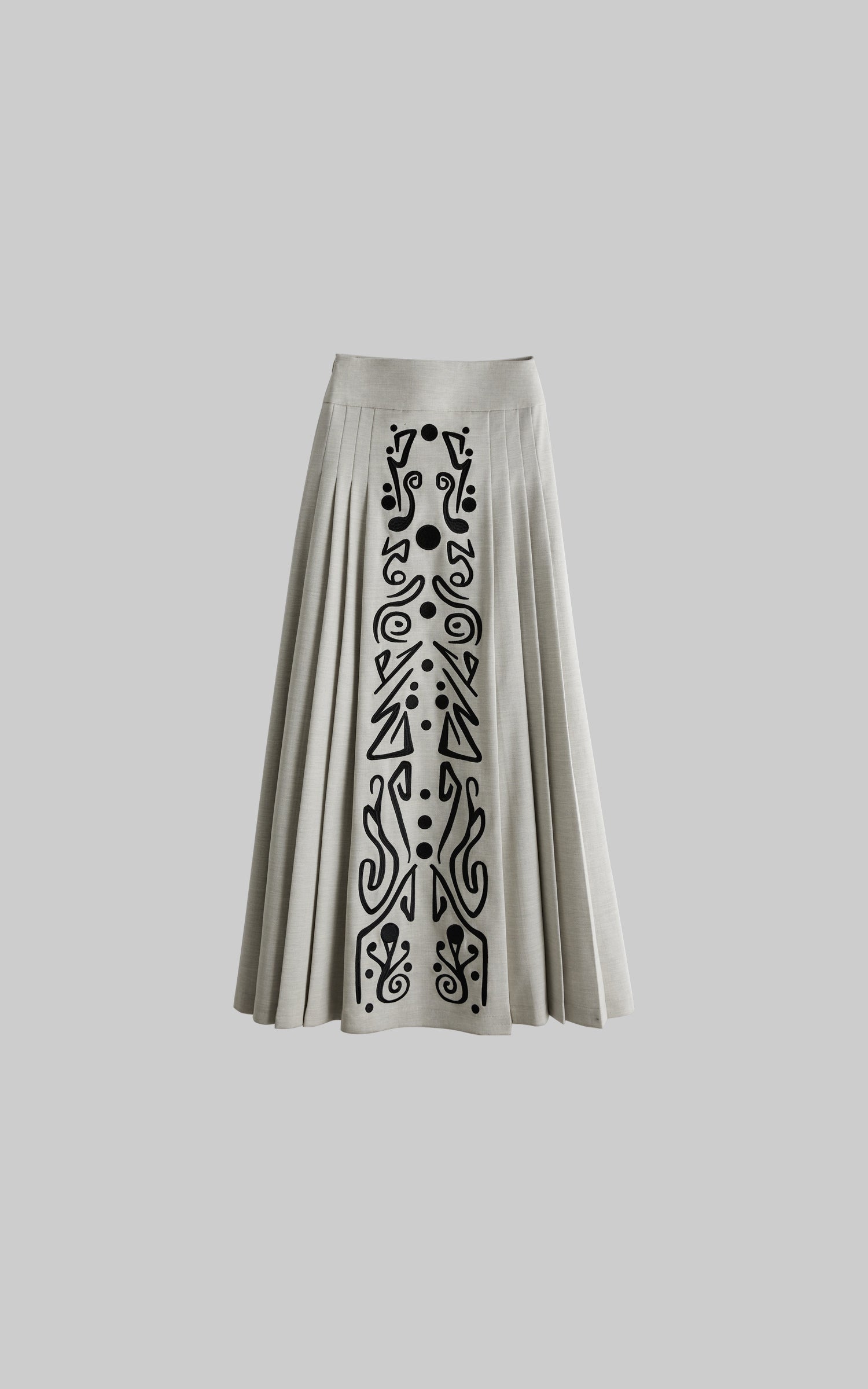 INDULGE Embroidered Panel Pleated Maxi Skirt
