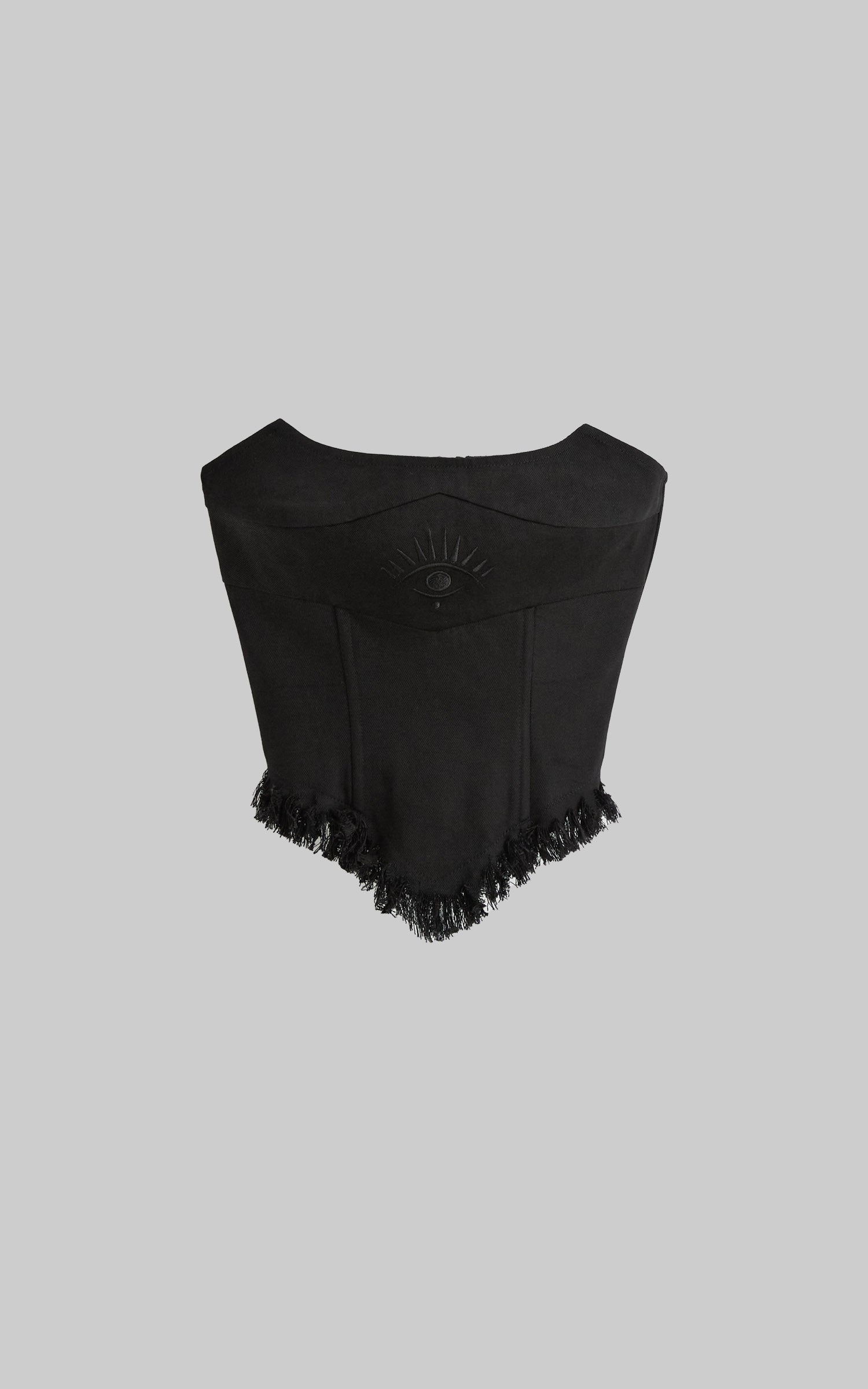 DOINDULGE Strapless Embroidered Fringe Corset Top