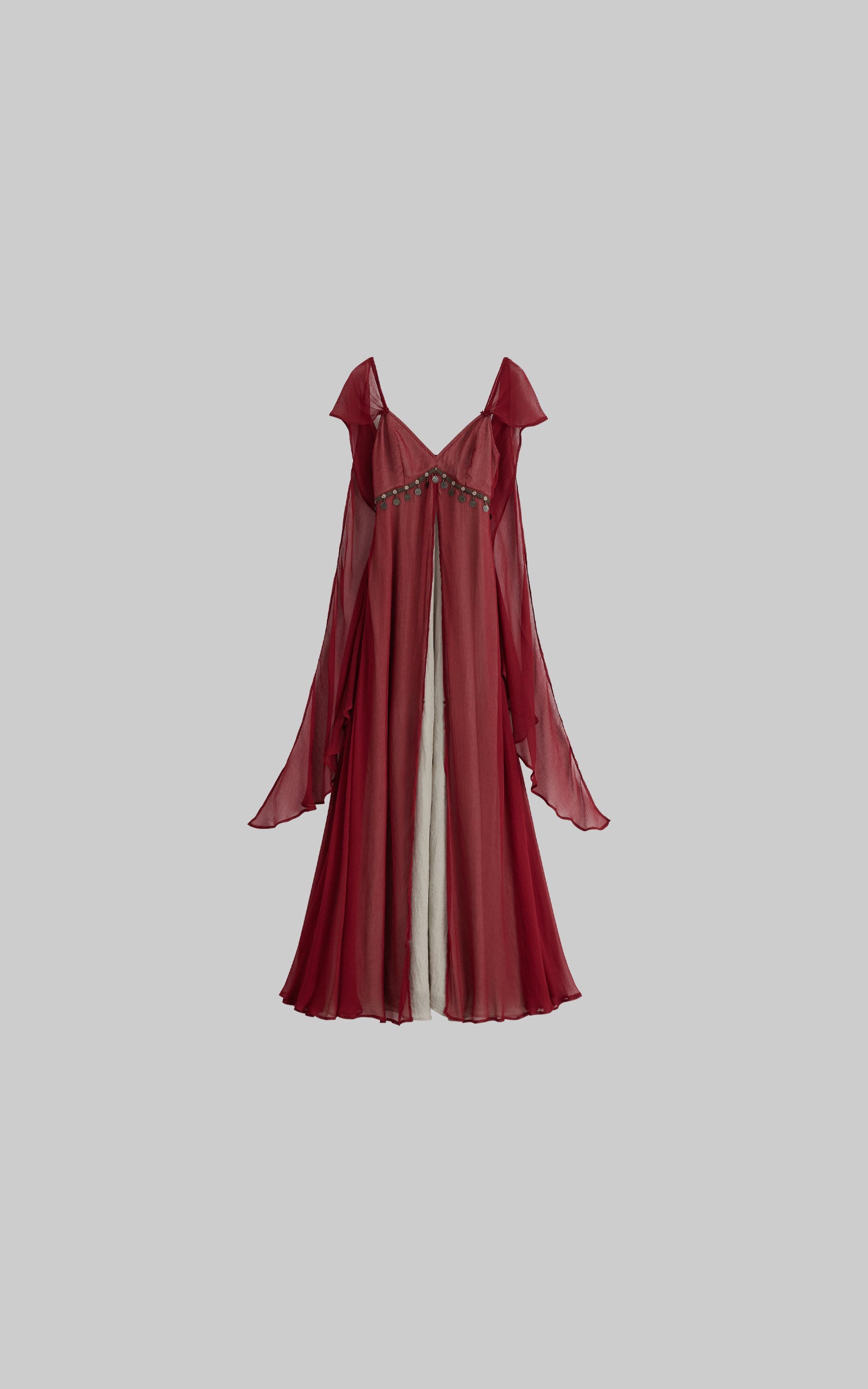 DOINDULGE V-Neck Sheer Layered Maxi Dress