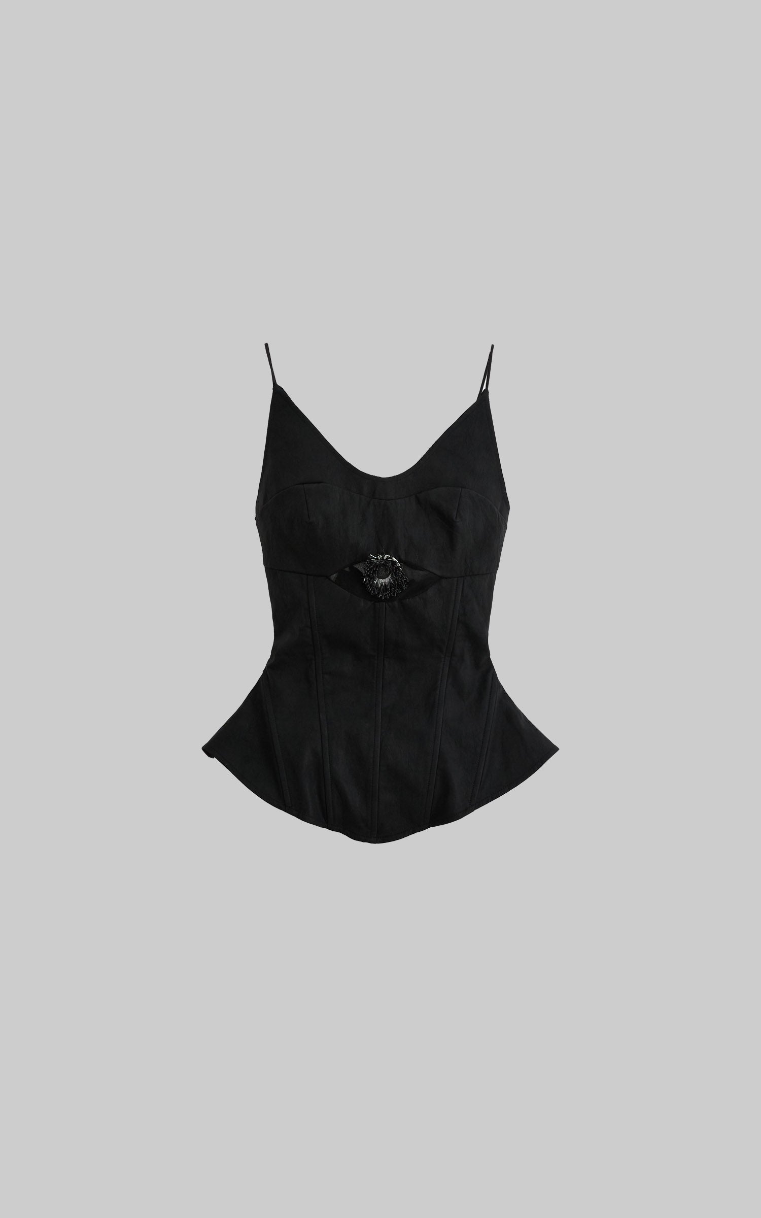 DOINDULGE PU V-Neck Peplum Corset Top
