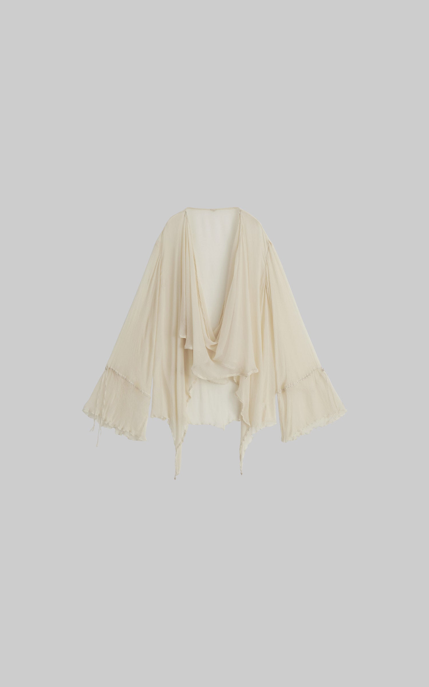 DOINDULGE Sheer Draped Wrap Longline Cardigan