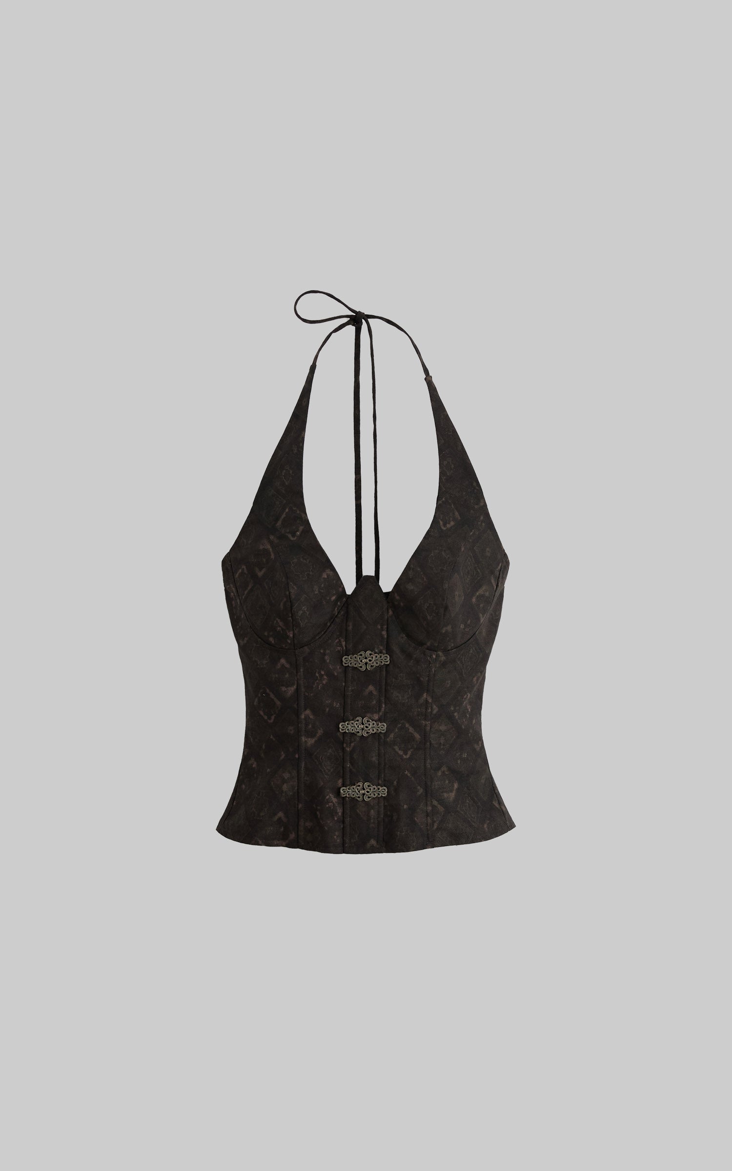 DOINDULGE Tie-Neck Sculpted Bust Halter Top