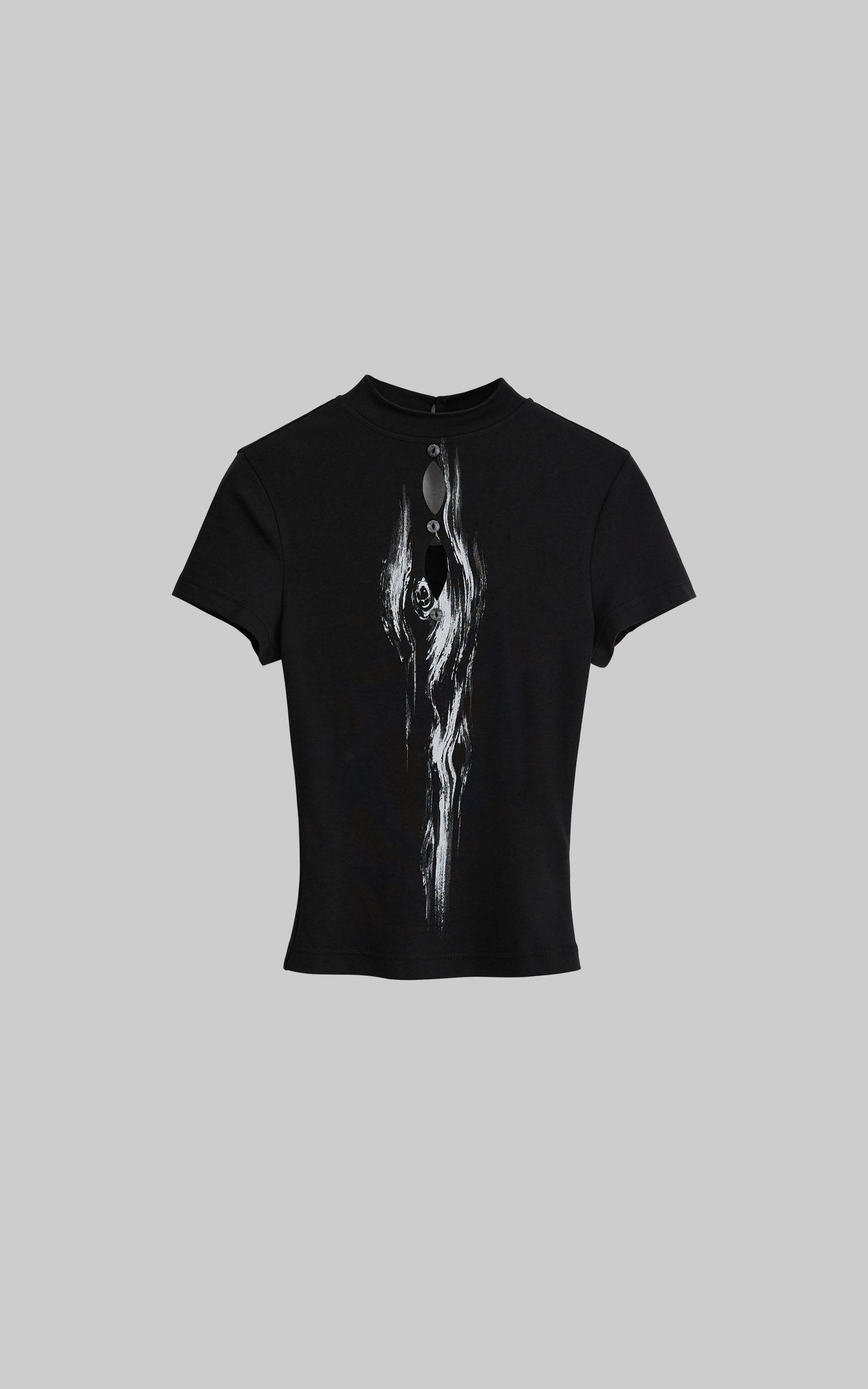 <tc>DOINDULGE</tc> モックネック キーホール フィット Tシャツ