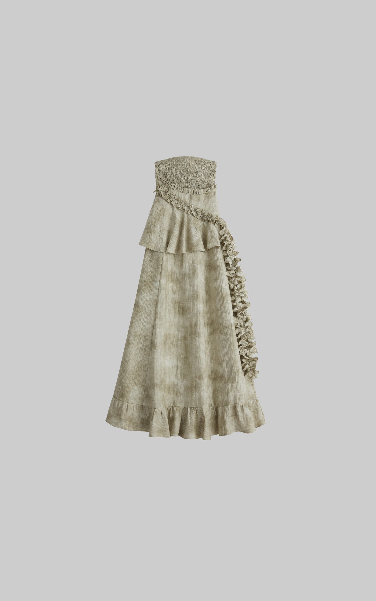 <tc>DOINDULGE</tc> Robe longue à volants smockée sans bretelles
