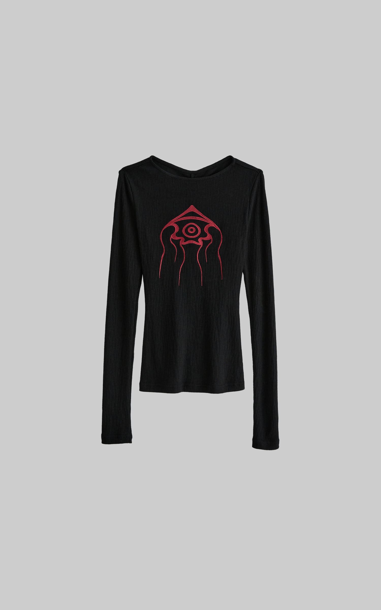 <tc><tc>DOINDULGE</tc></tc> T-shirt à manches longues côtelé avec motif œil brodé