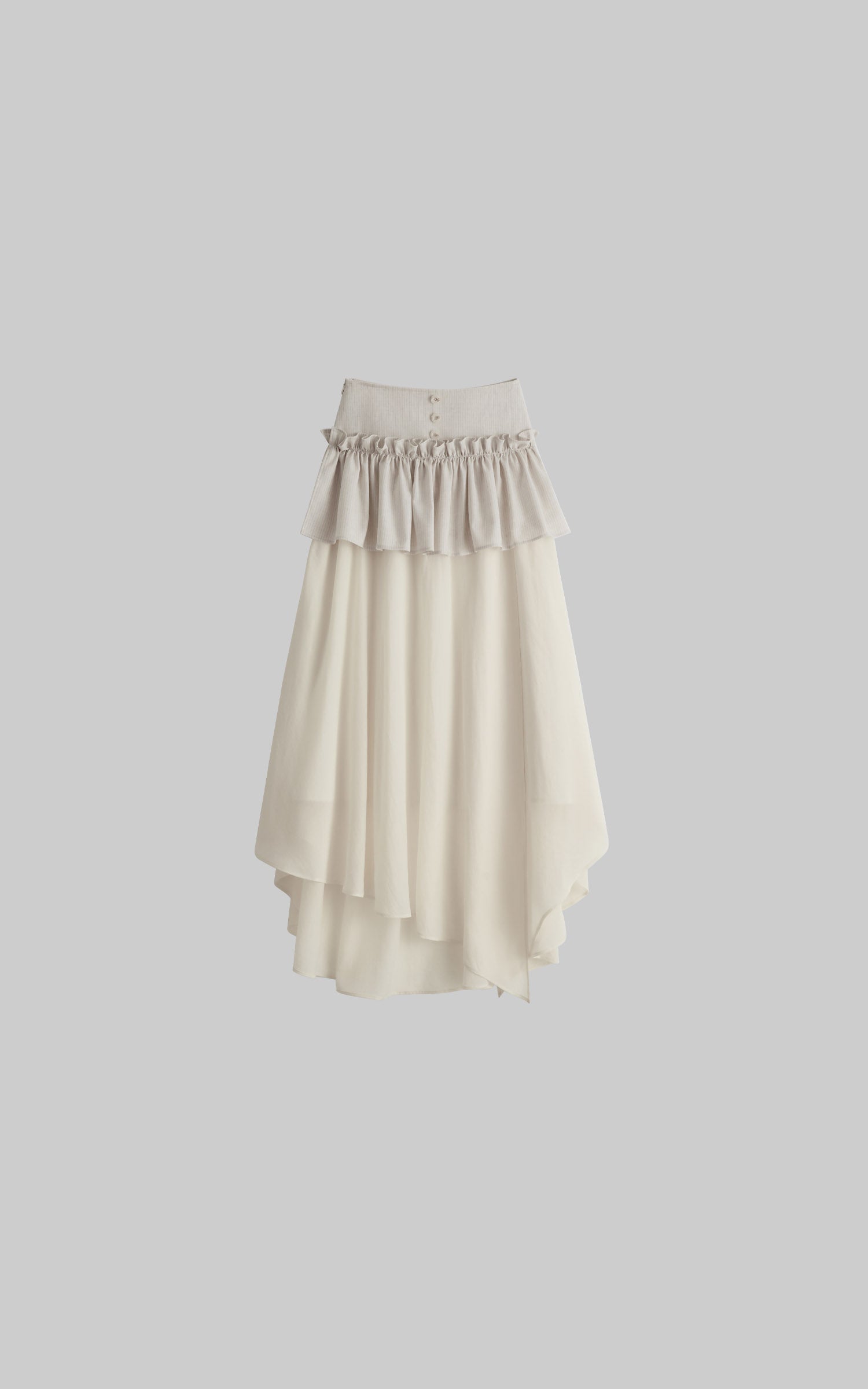 DOINDULGE Layered Ruffle Asymmetric Hem Striped Maxi Skirt