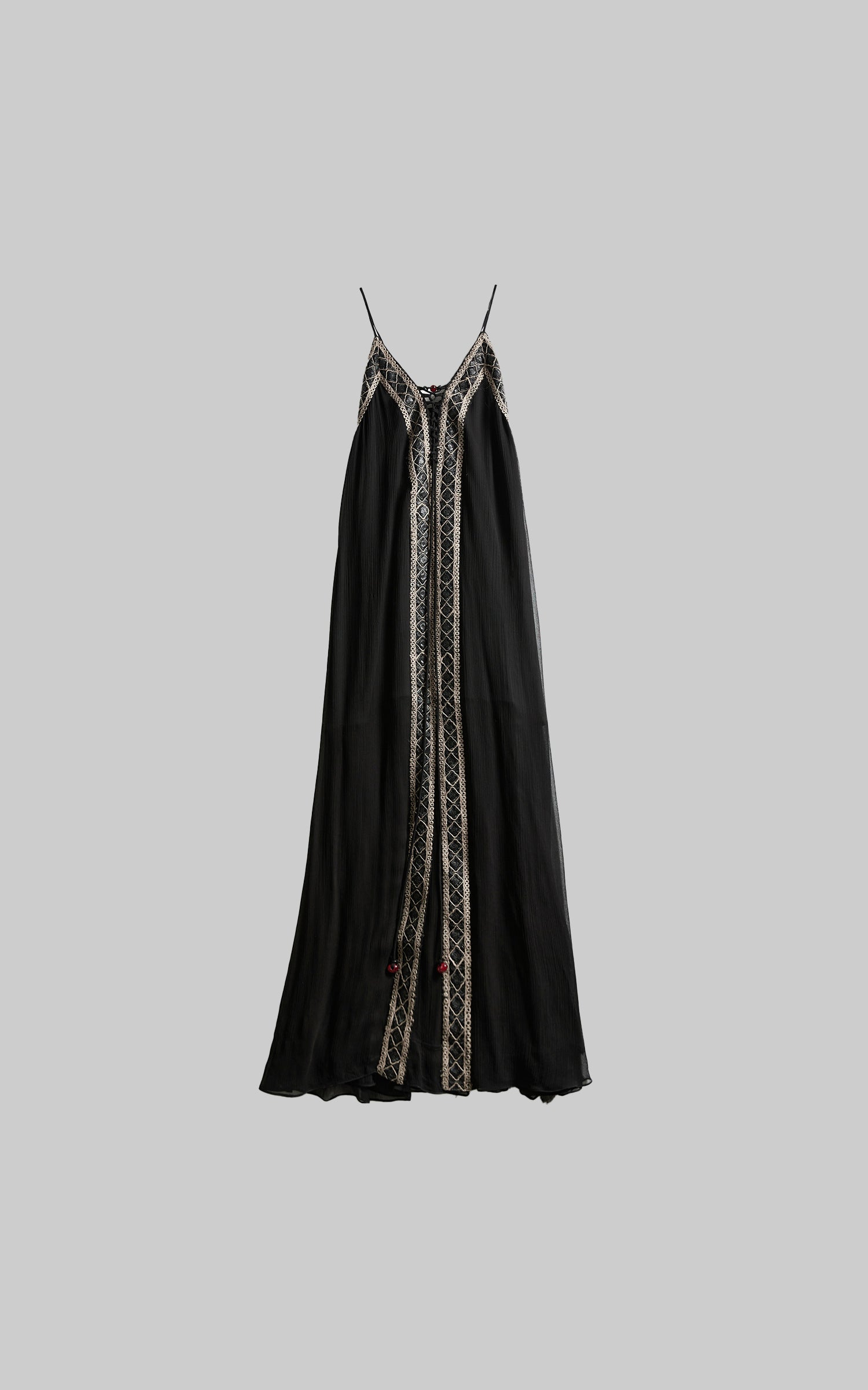 INDULGE Black Embroidered Beaded Maxi Dress