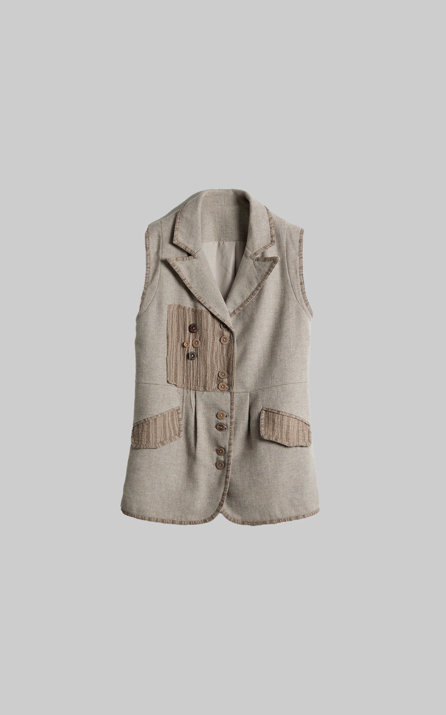 INDULGE Wool Patchwork Vest with Textured Panels