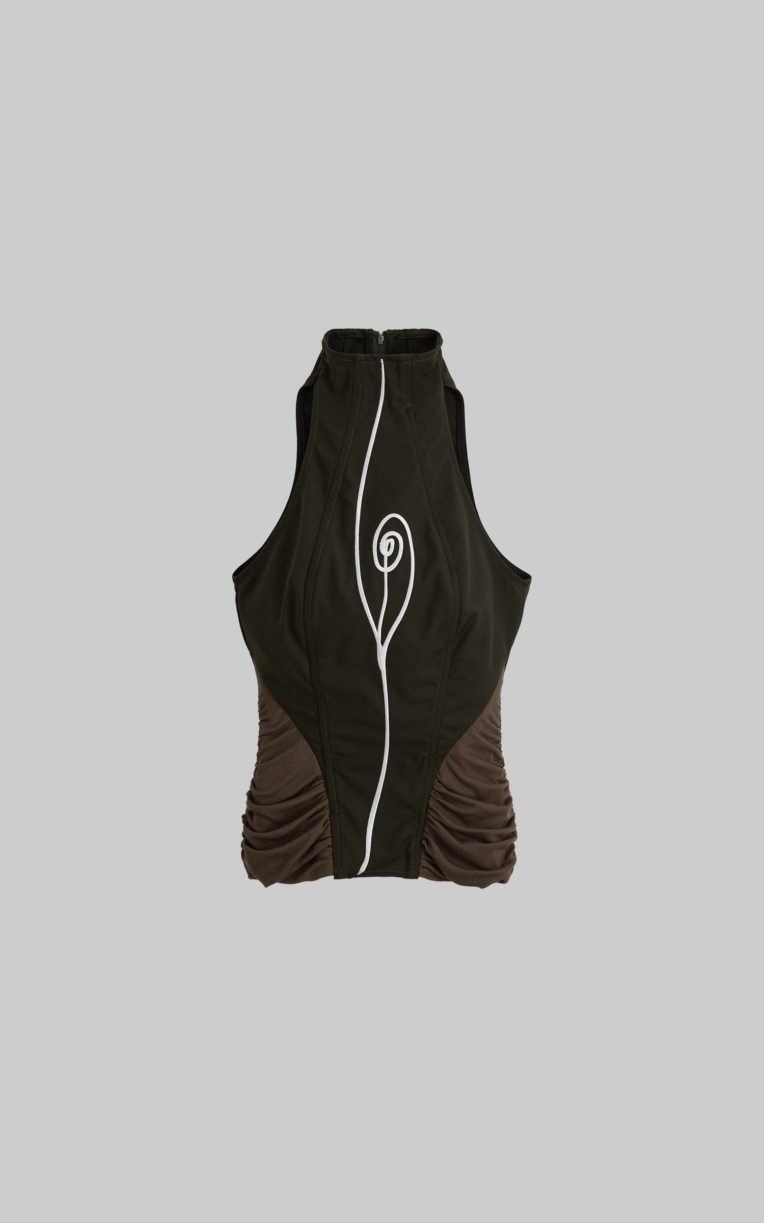 DOINDULGE High Neck Ruched Sleeveless Tank Top