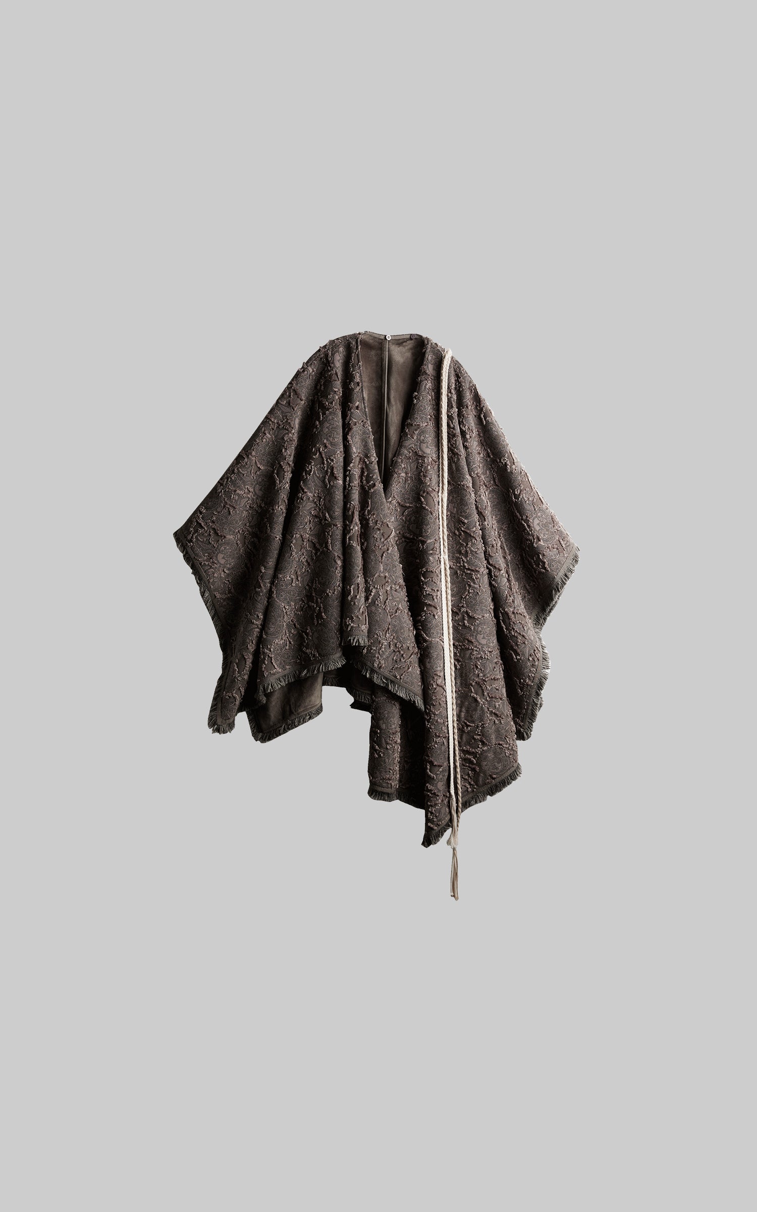 INDULGE Textured Jacquard Fringe Cloak