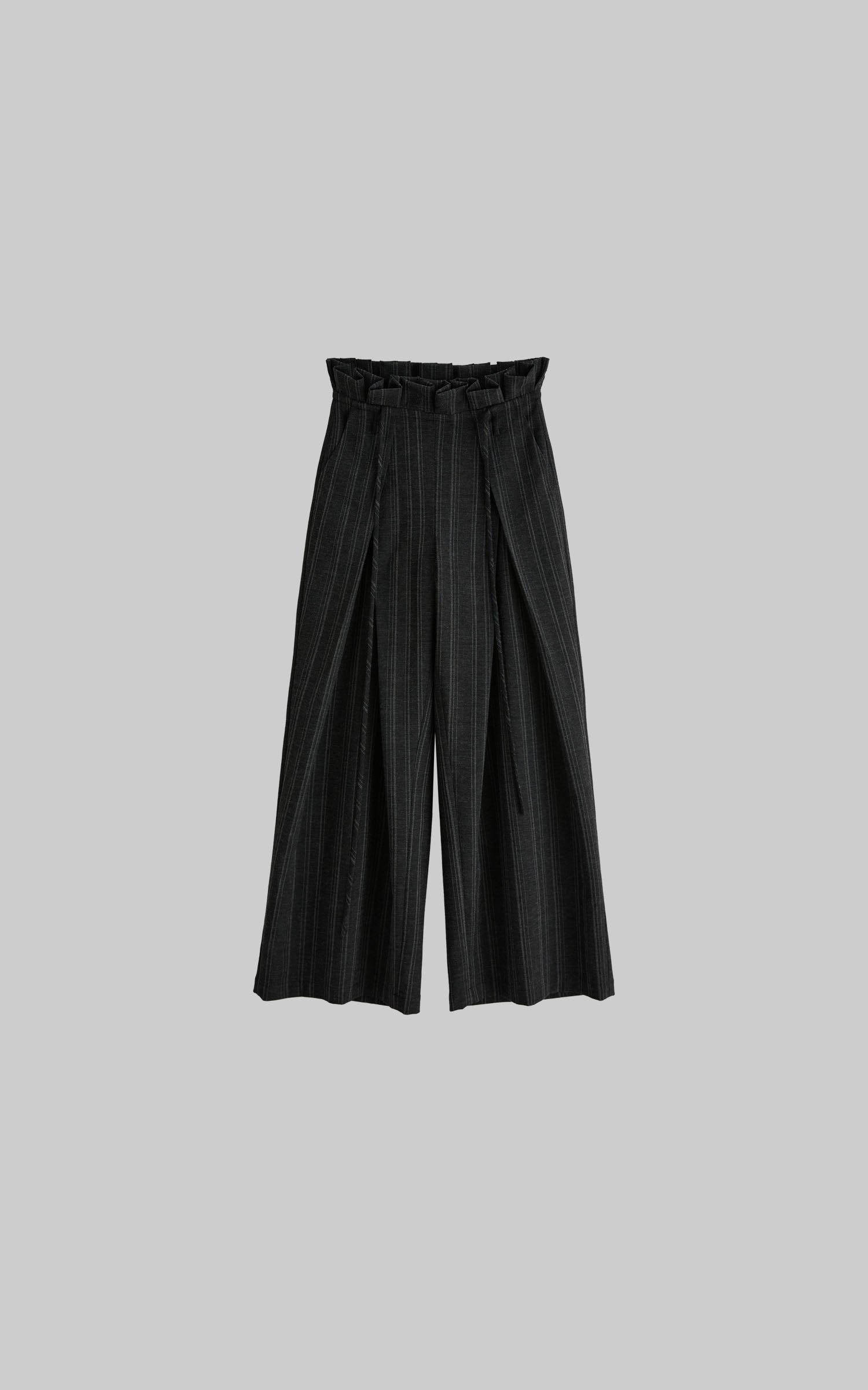 DOINDULGE High-Waist Pleated Pinstripe Wide Leg Trousers