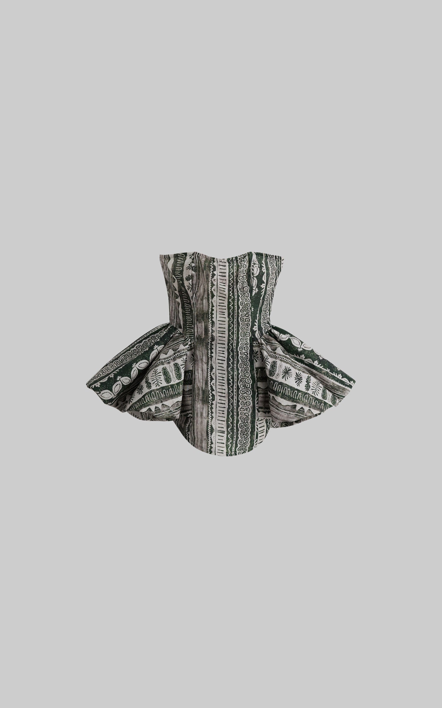 DOINDULGE Printed Corset Peplum Bandeau Top