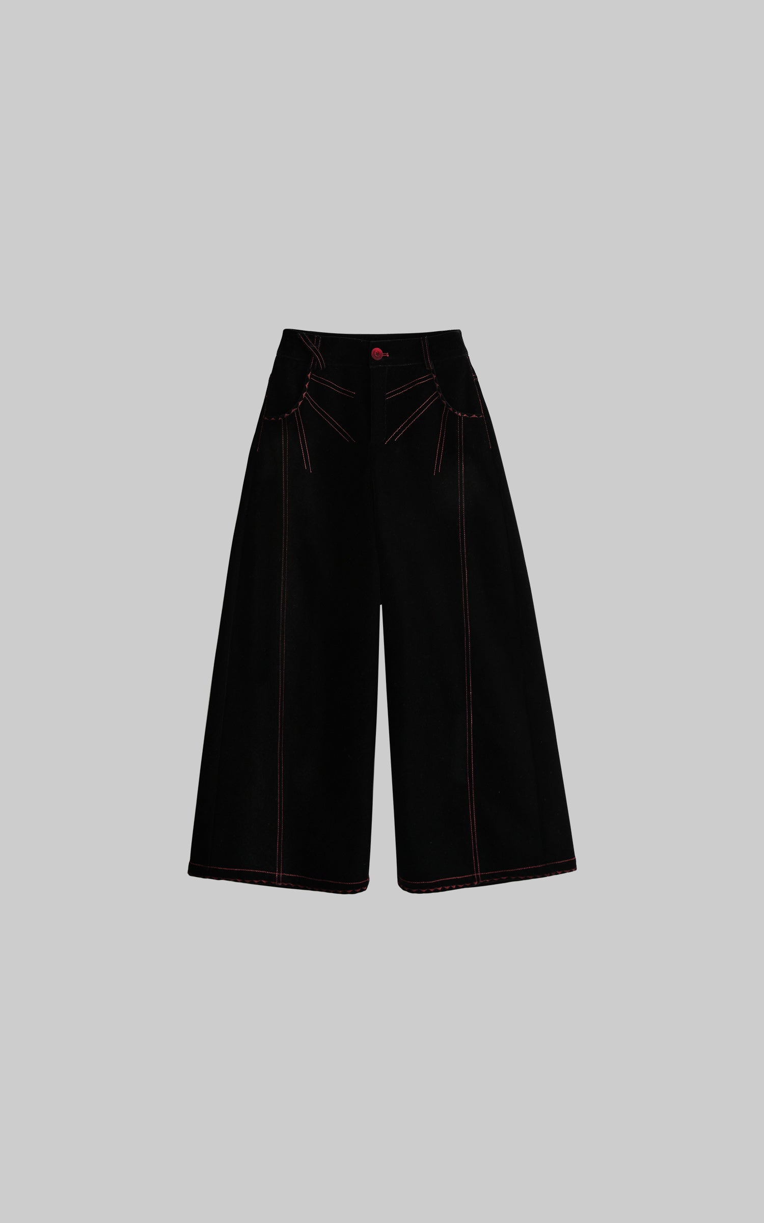 INDULGE Contrast-Stitch Wide-Leg Trousers