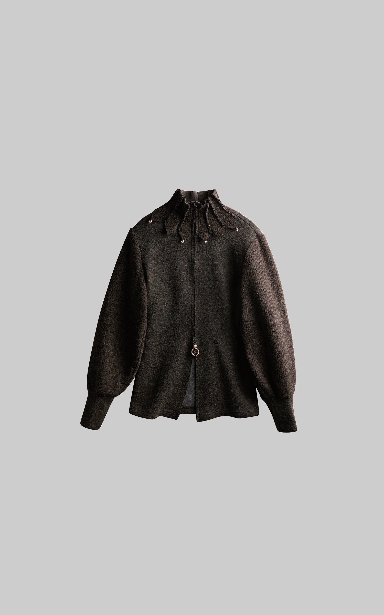 INDULGE Structured Wool Jacket with Raw-Edge Collar Detail