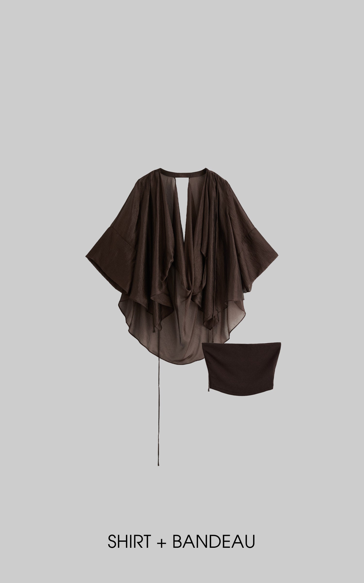 DOINDULGE Cowl Neck Sheer Two-Piece Blouse