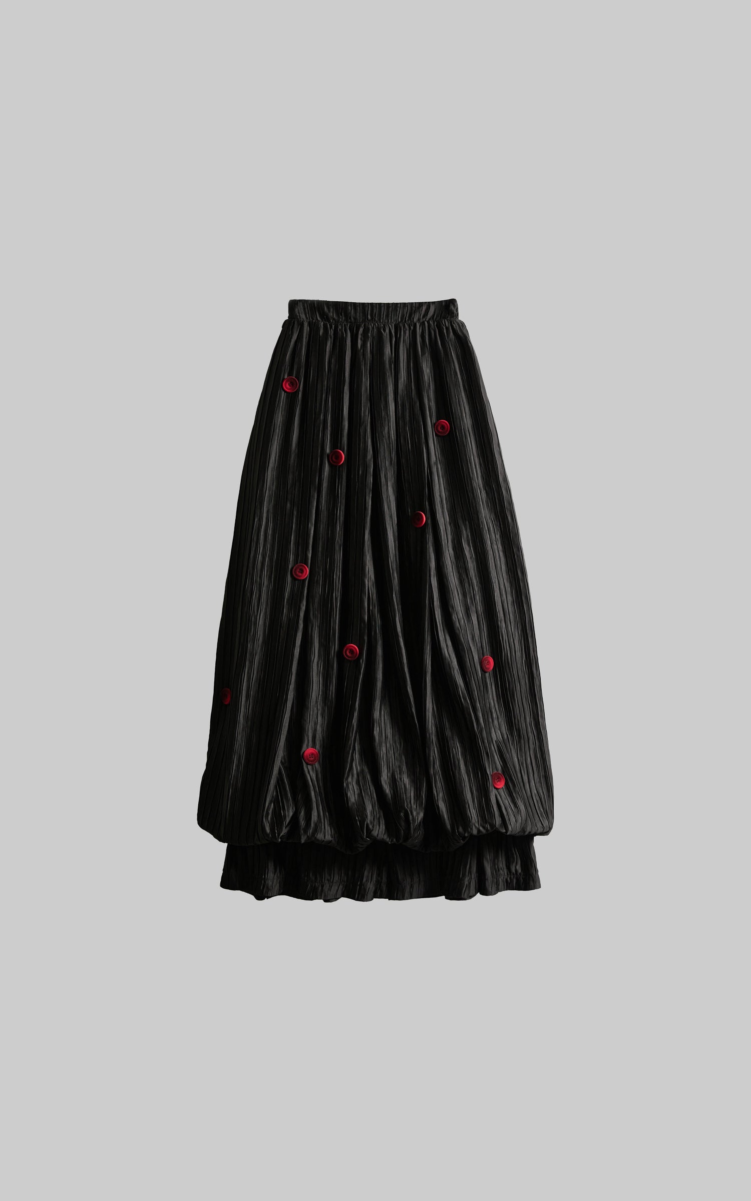 INDULGE Black Pleated Skirt Red Button Accents