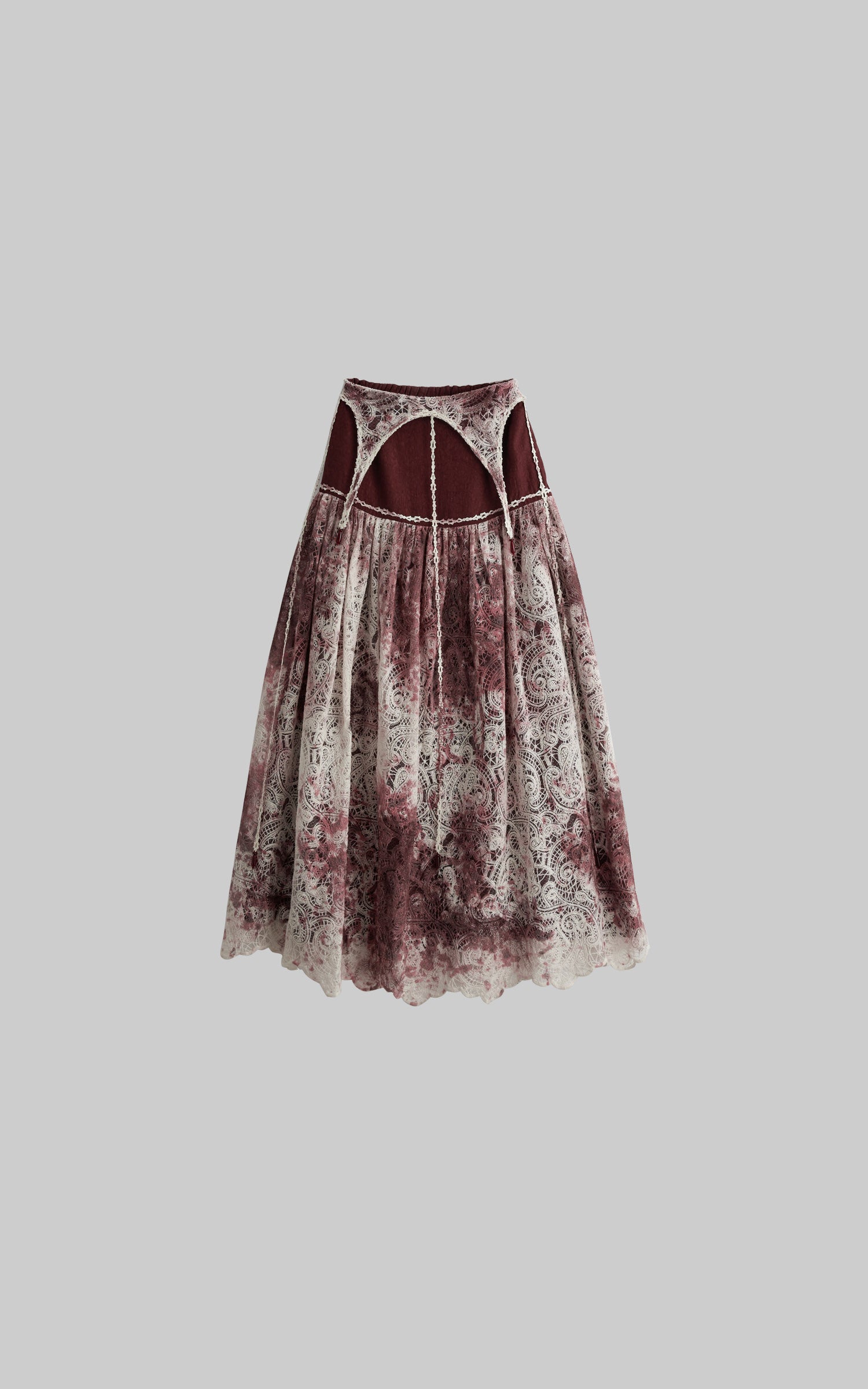 DOINDULGE Deconstructed Lace Panel Maxi Skirt