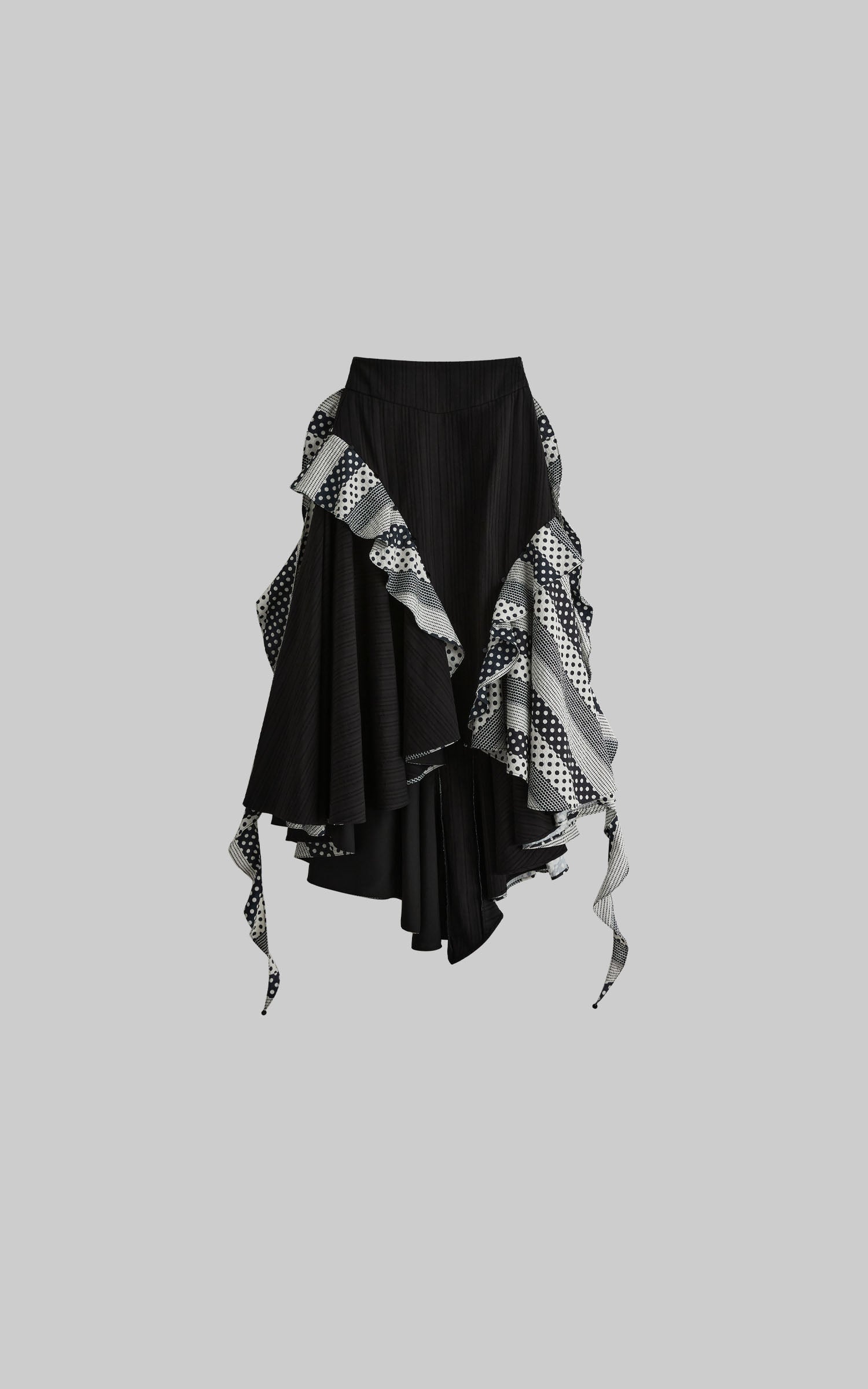 <tc>DOINDULGE</tc> Asymmetrischer Rock mit Rüschen und Patchwork