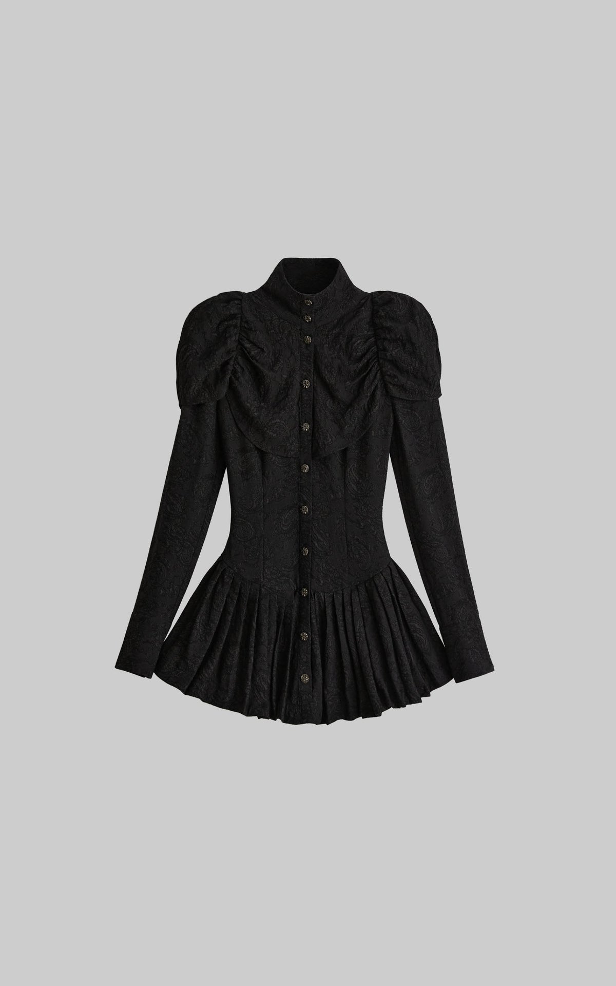 <tc>DOINDULGE</tc> Jacquard-Langarmshirt mit hohem Kragen und Schößchen