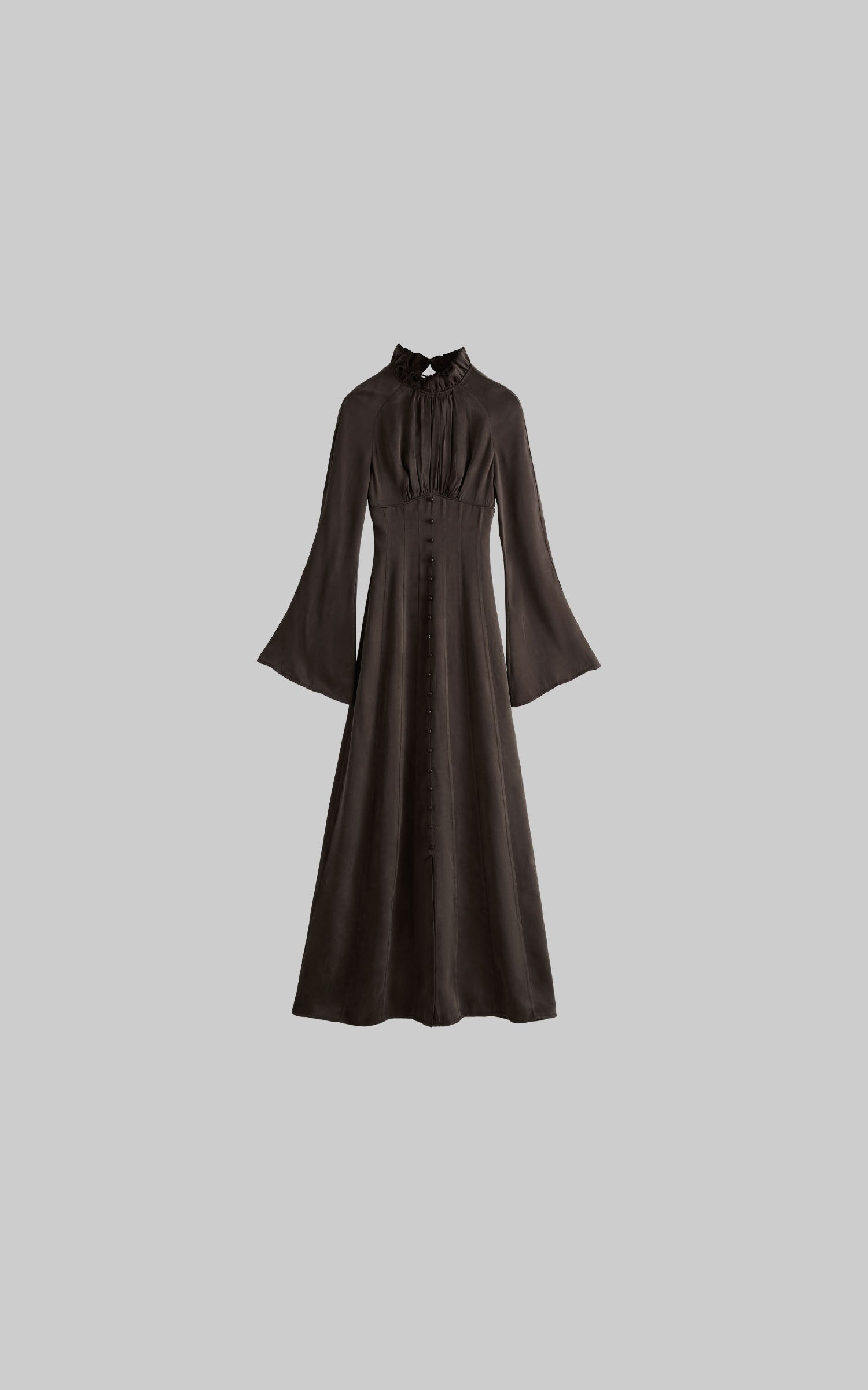 <tc><tc>DOINDULGE</tc></tc> Robe longue gothique à manches évasées et col montant froncé