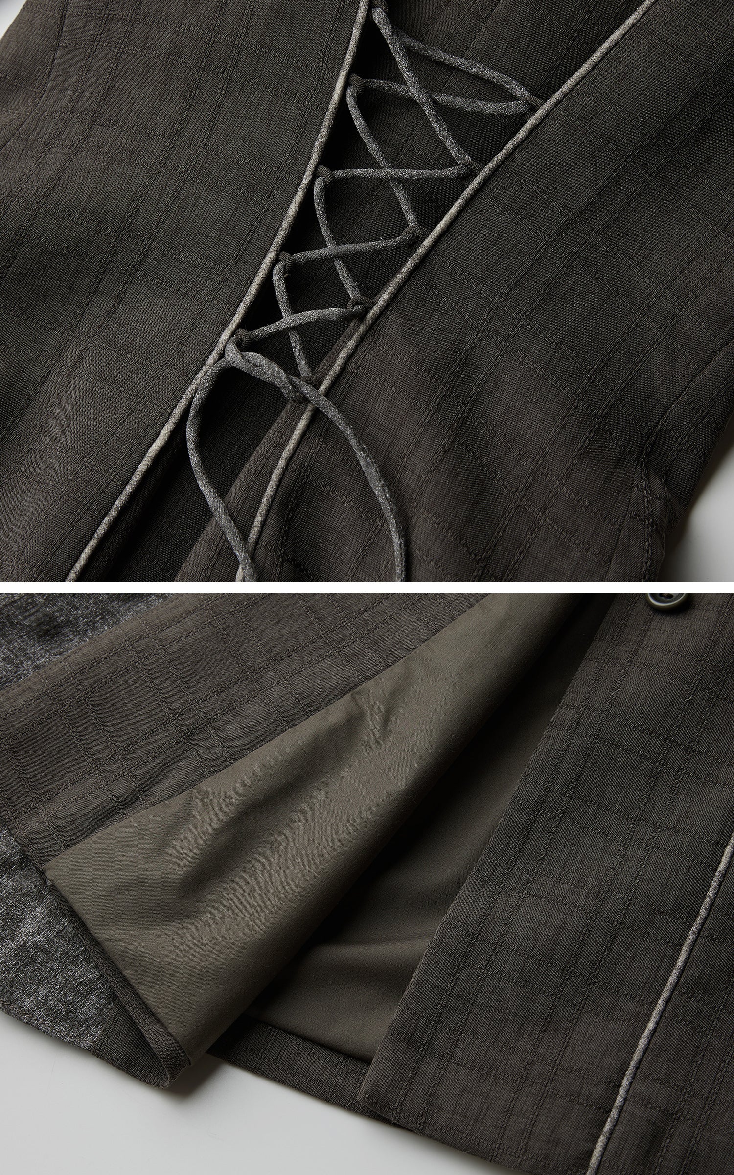 INDULGE Deconstructed Stand-Collar Paneled Trench Coat