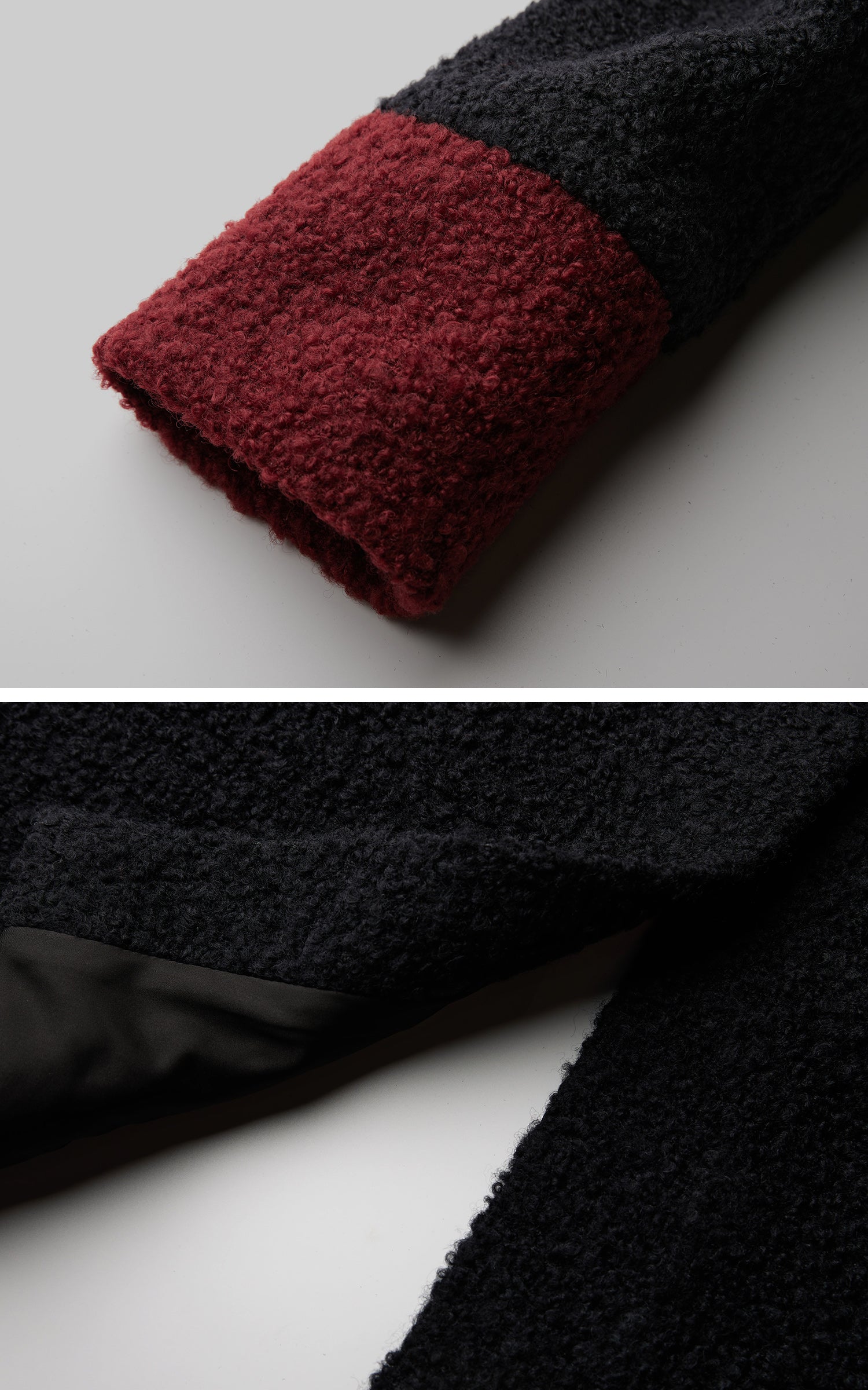 INDULGE Wool-Blend Contrast Panel Long Coat