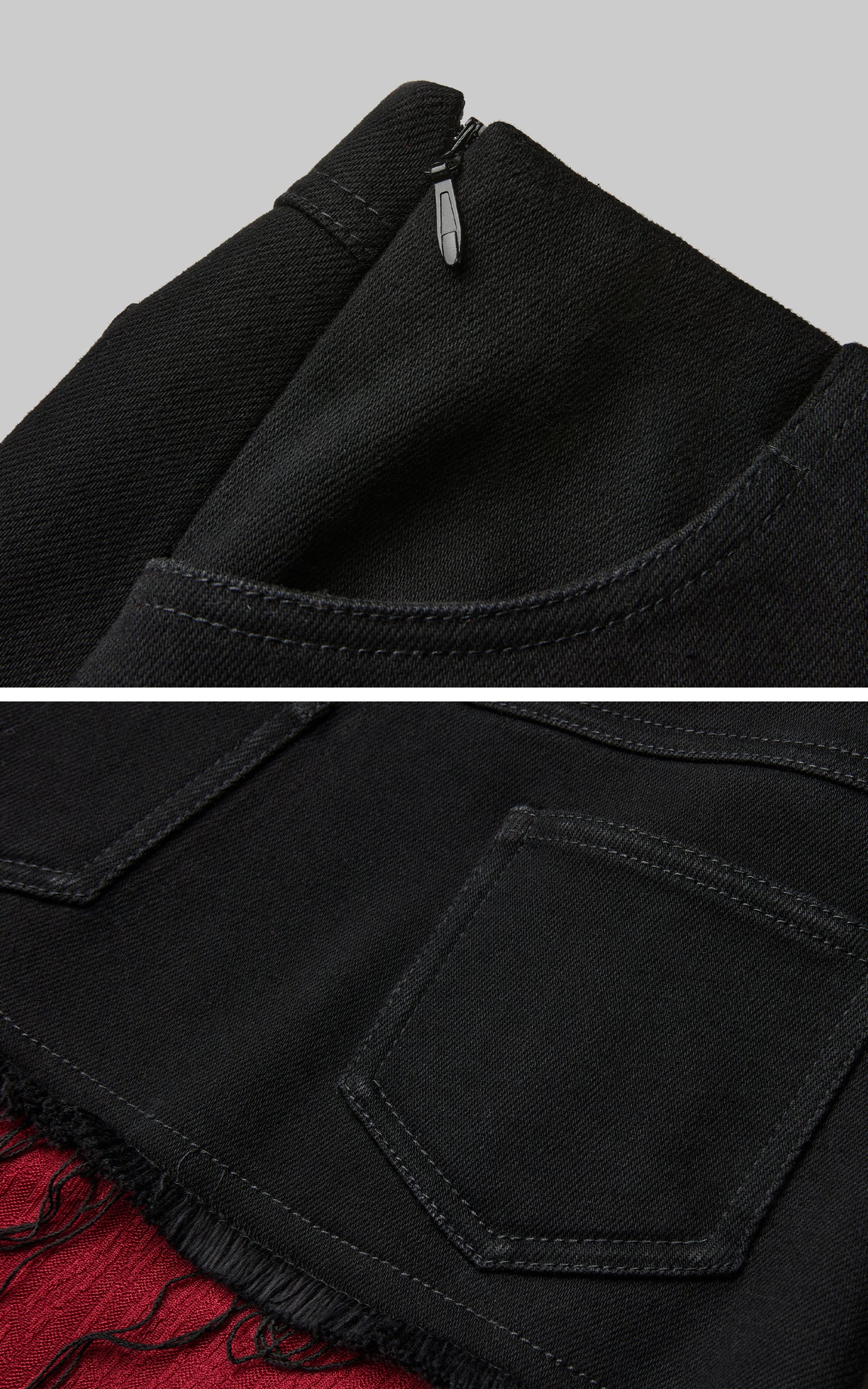 INDULGE Asymmetric Textured Panel Maxi Skirt with Fringe Detail