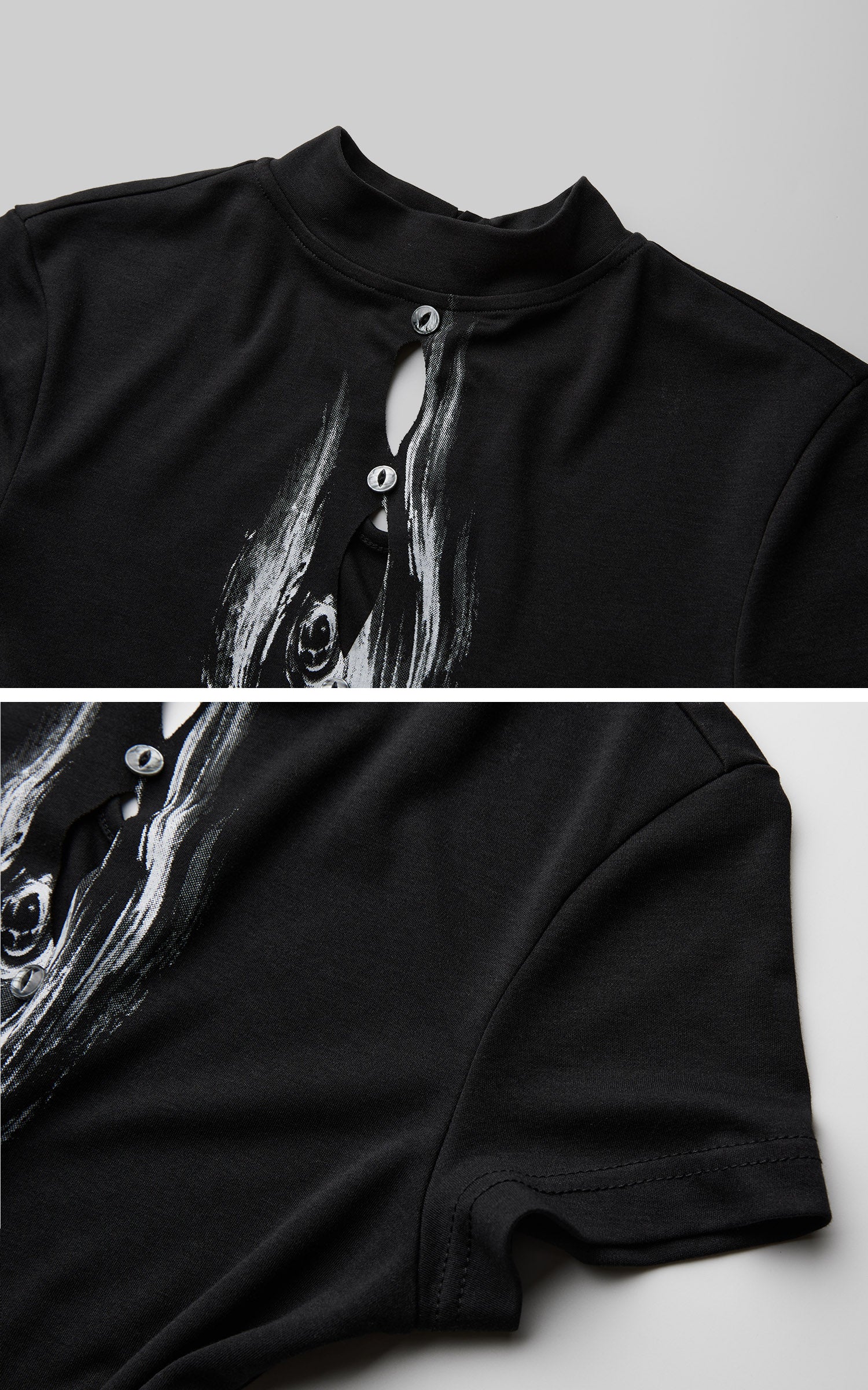 <tc>DOINDULGE</tc> モックネック キーホール フィット Tシャツ