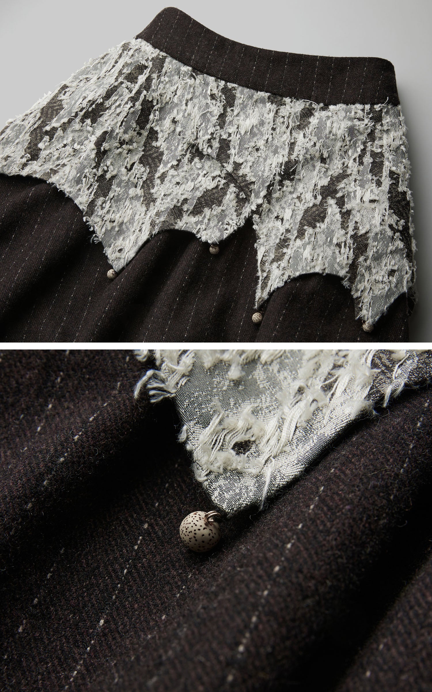 DOINDULGE Layered Fragment Texture Wool Maxi Skirt