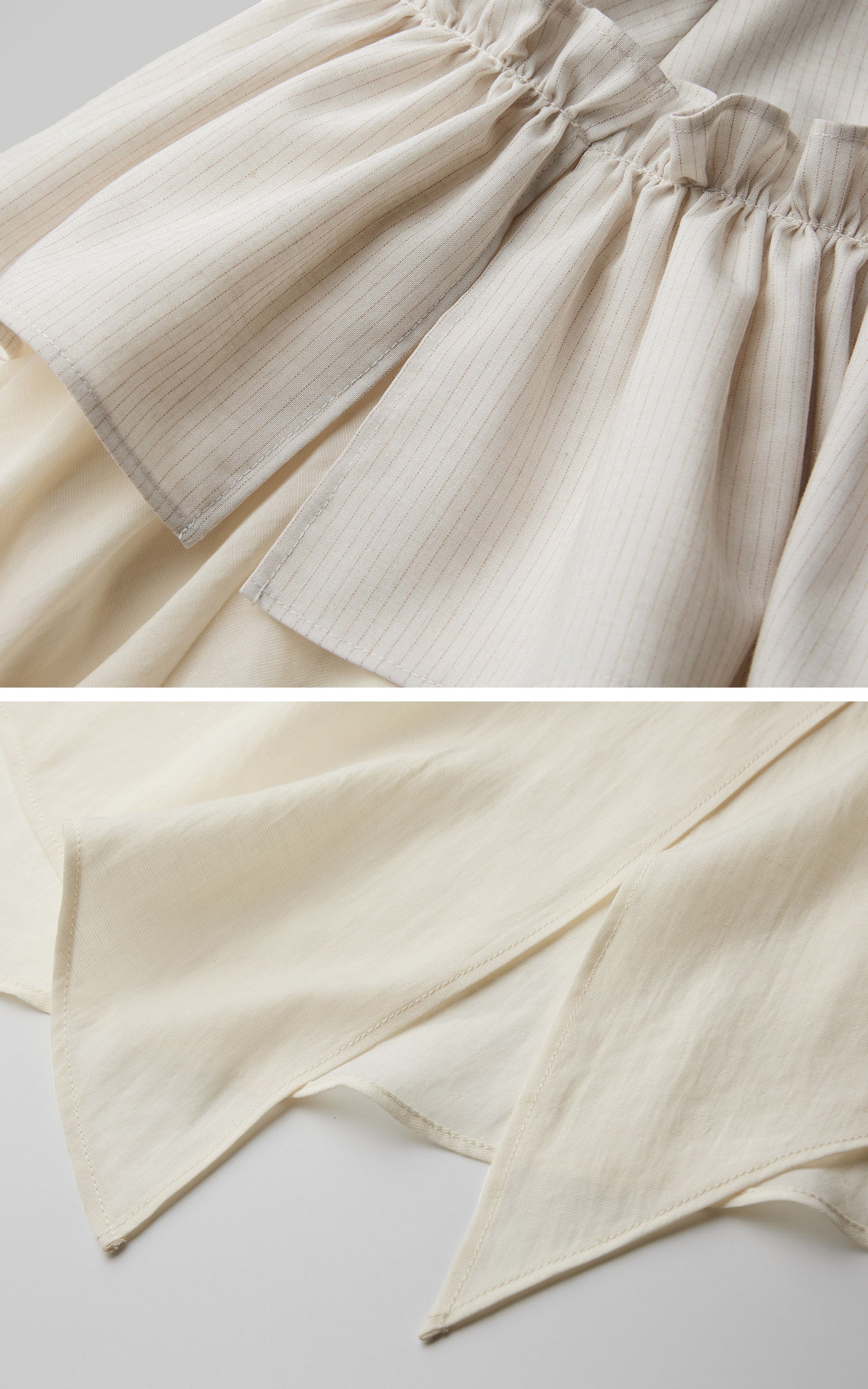 DOINDULGE Layered Ruffle Asymmetric Hem Striped Maxi Skirt
