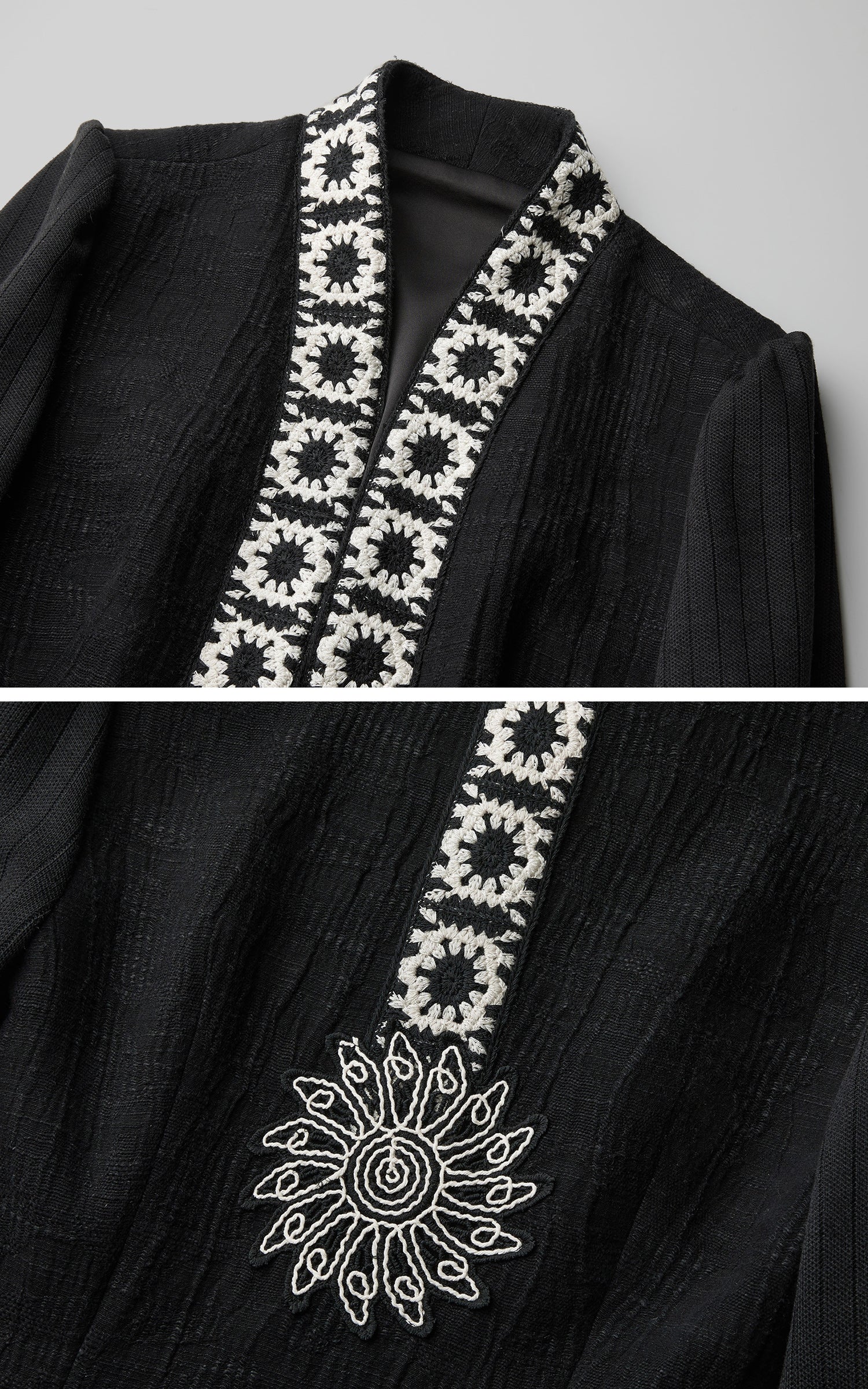 INDULGE Embroidered-Trim Fitted High-Neck Jacket