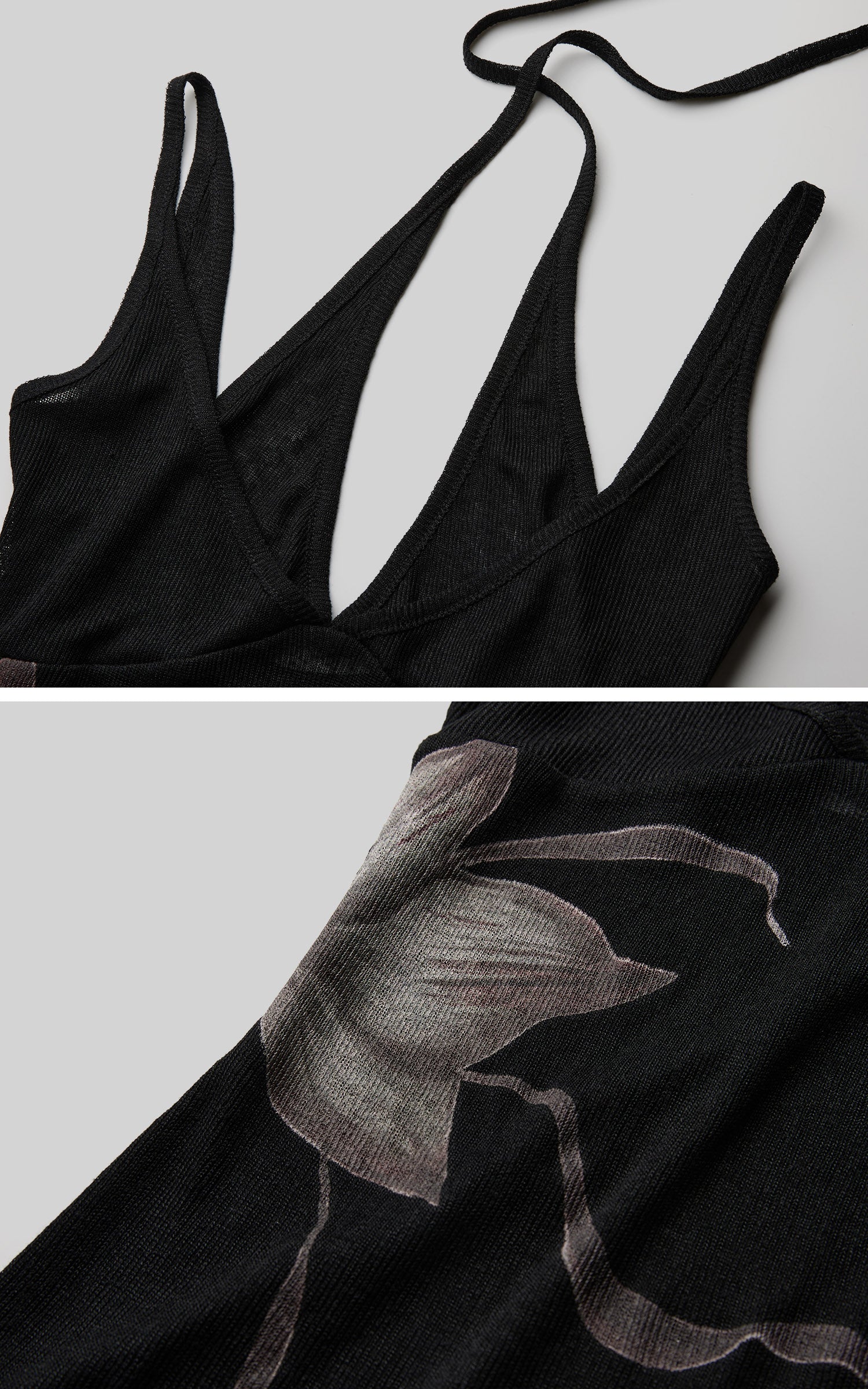 DOINDULGE Faux Layered Halter Strappy Knit Tank Top