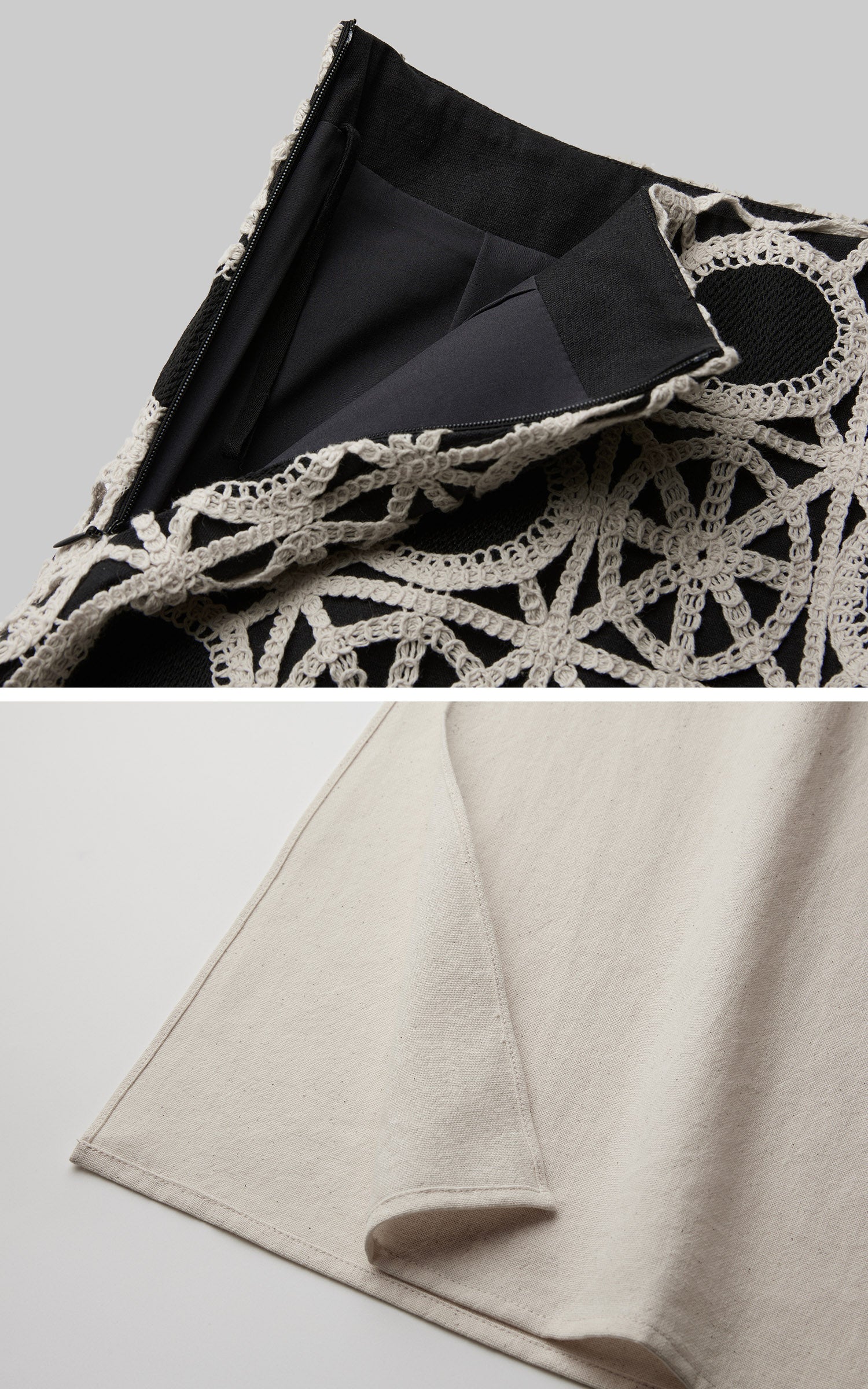 DOINDULGE Crochet Panel Fringe Skirt