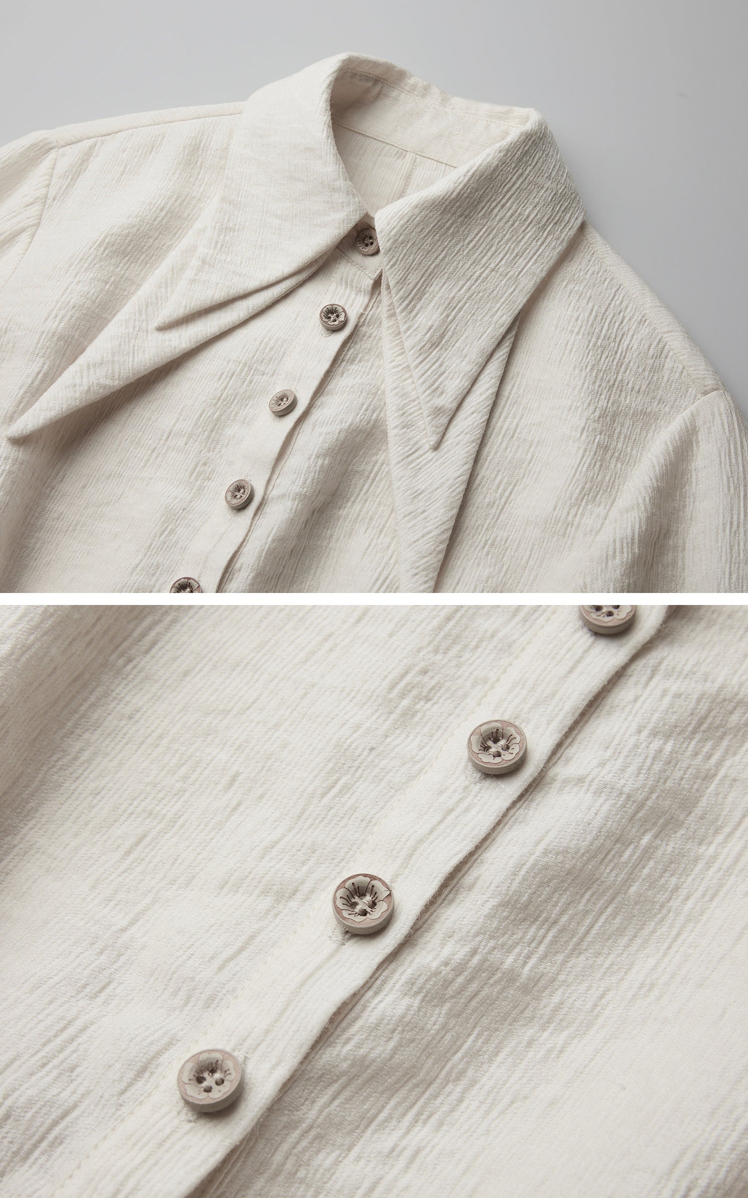 INDULGE Pointed-Collar Ruched Waist Structured Shirt