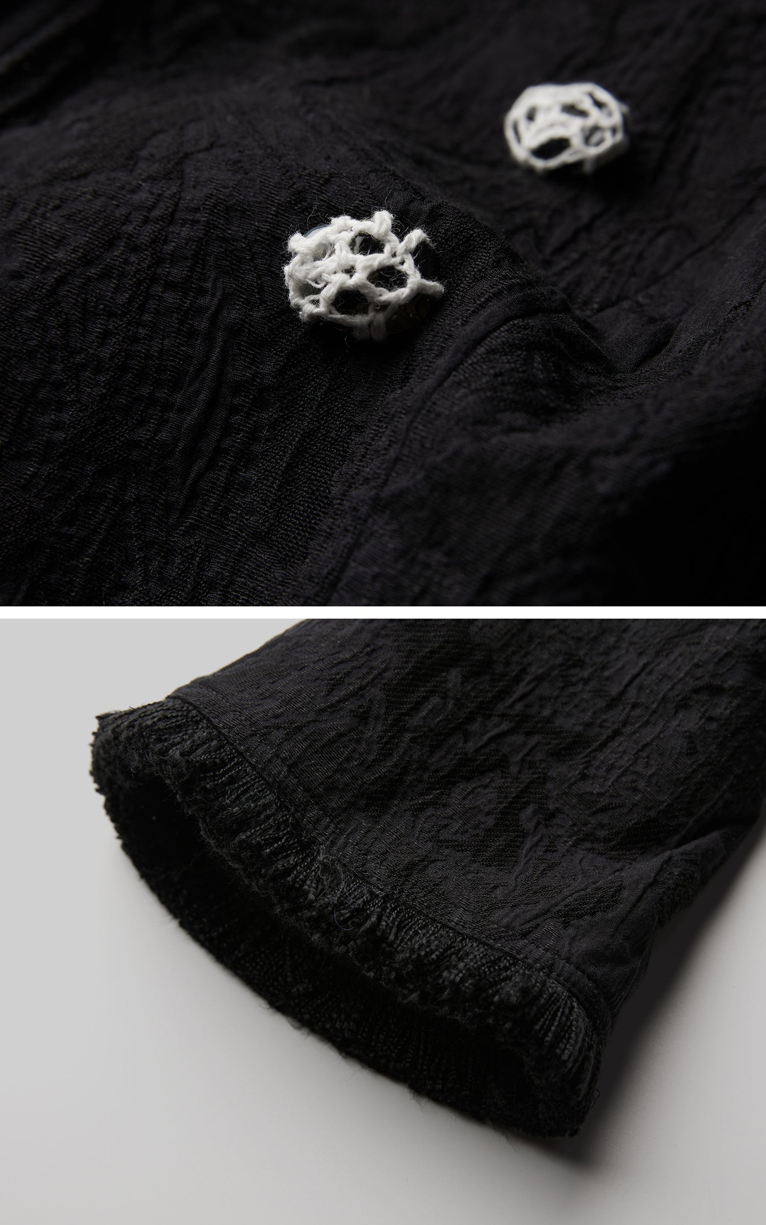 INDULGE Structured Textured Blazer with Sculpted Silhouette and Hand-Woven Knot Buttons