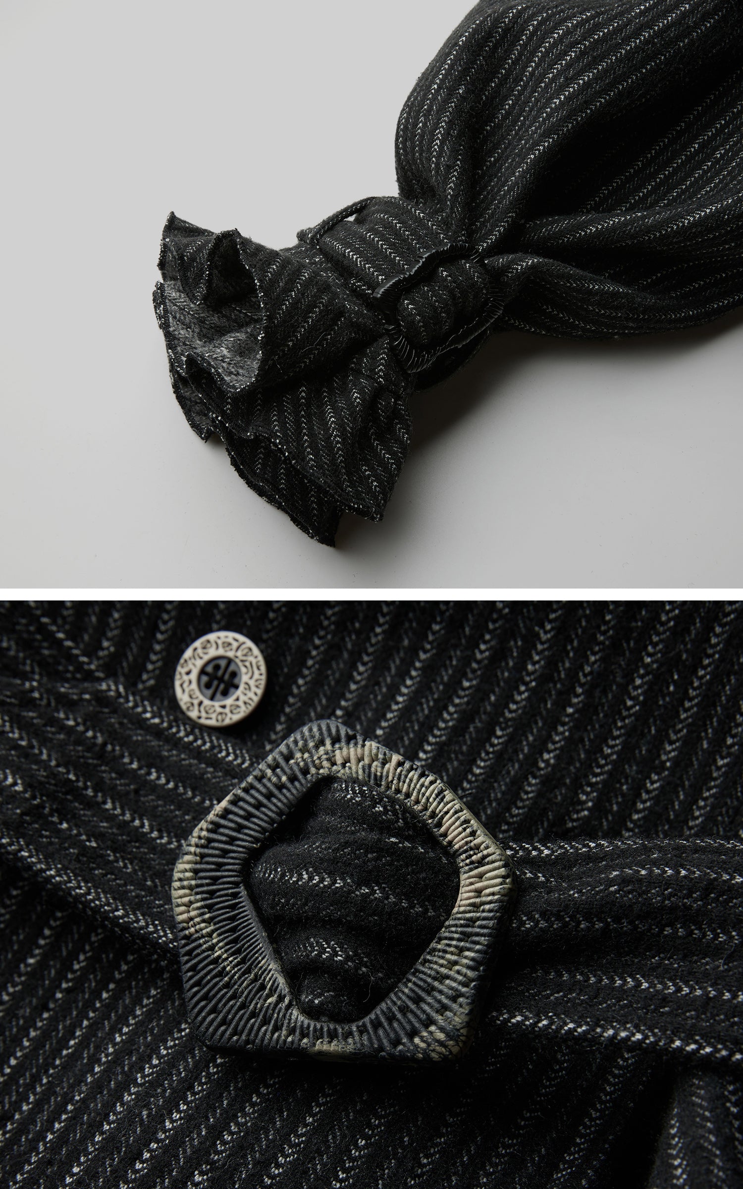 INDULGE Deconstructed Herringbone Wool Long Coat