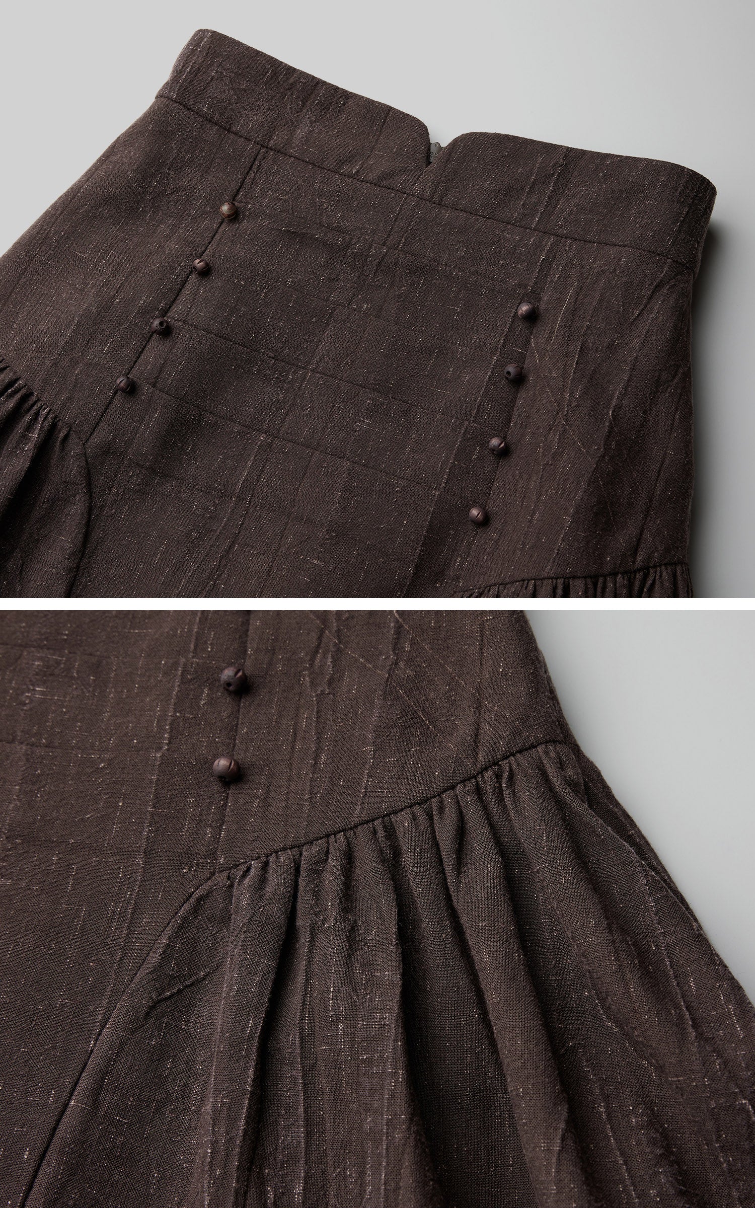 <tc>DOINDULGE</tc> Jupe longue à panneaux froncés taille haute