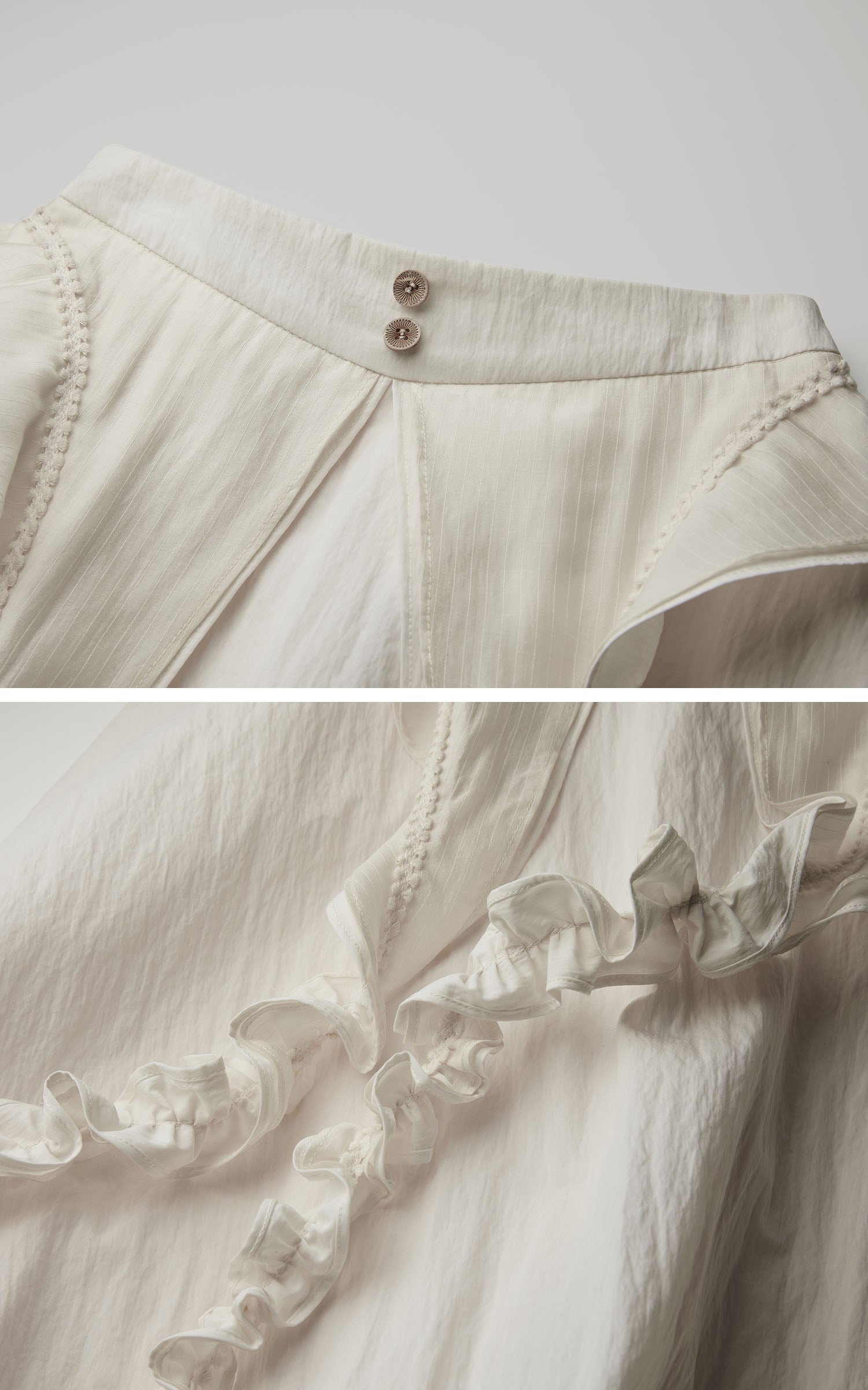 DOINDULGE Sculptural Ruffle Panel High-Waist Long Skirt