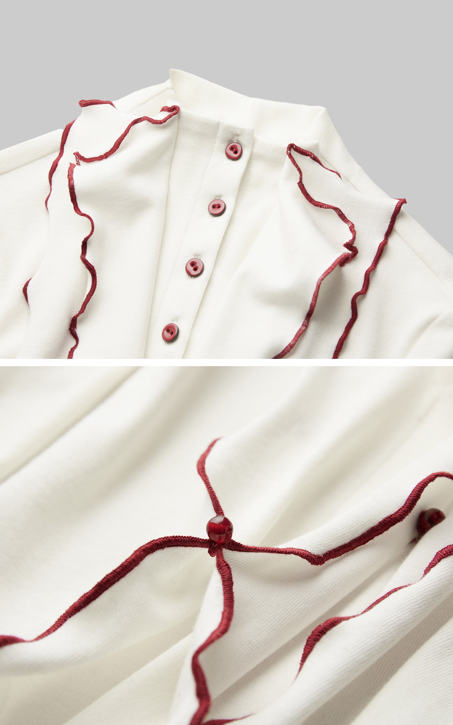 INDULGE Asymmetric Ruffled High-Neck Fitted Shirt