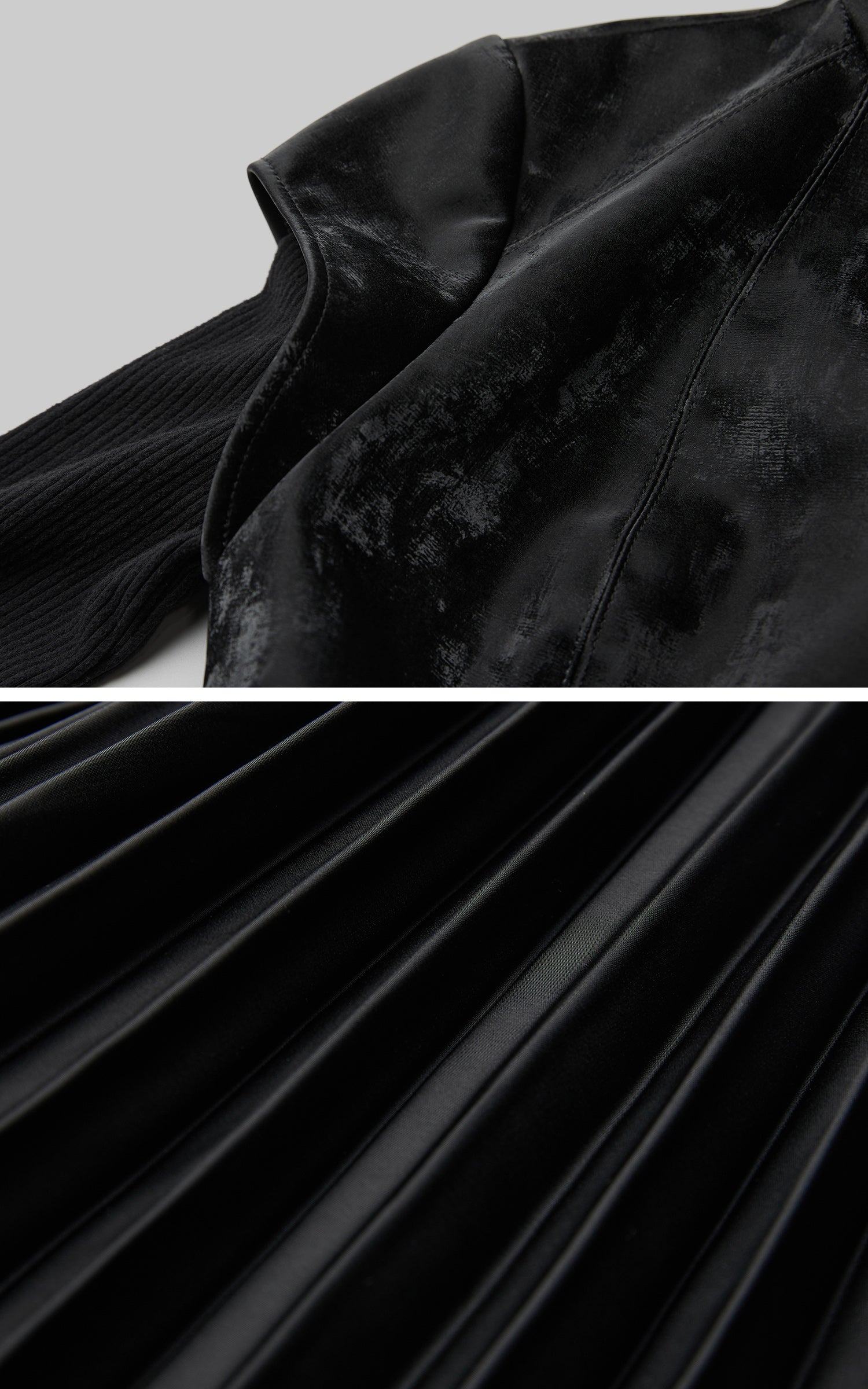 INDULGE Deconstructed High-Neck Pleated Dress