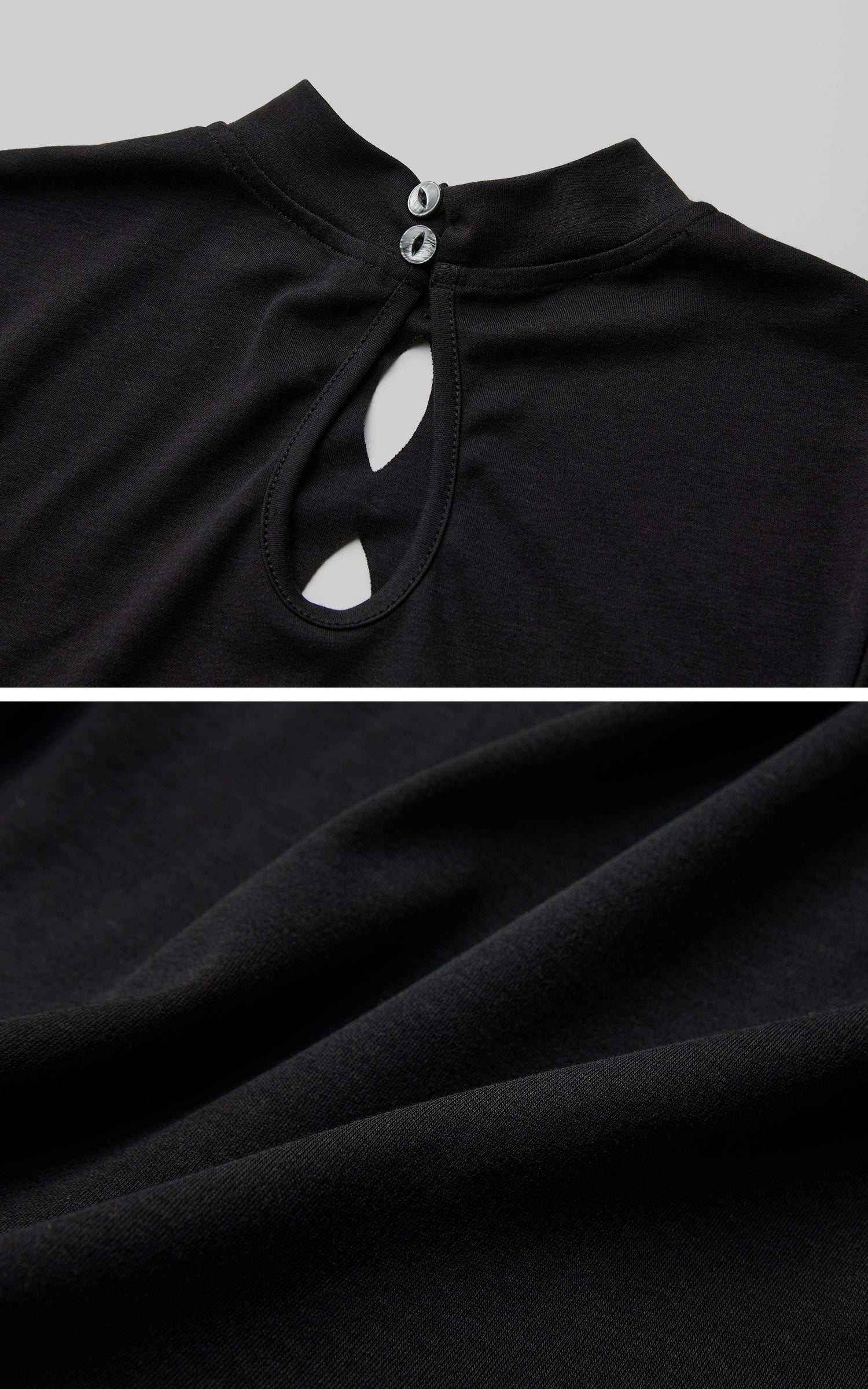 <tc>DOINDULGE</tc> モックネック キーホール フィット Tシャツ