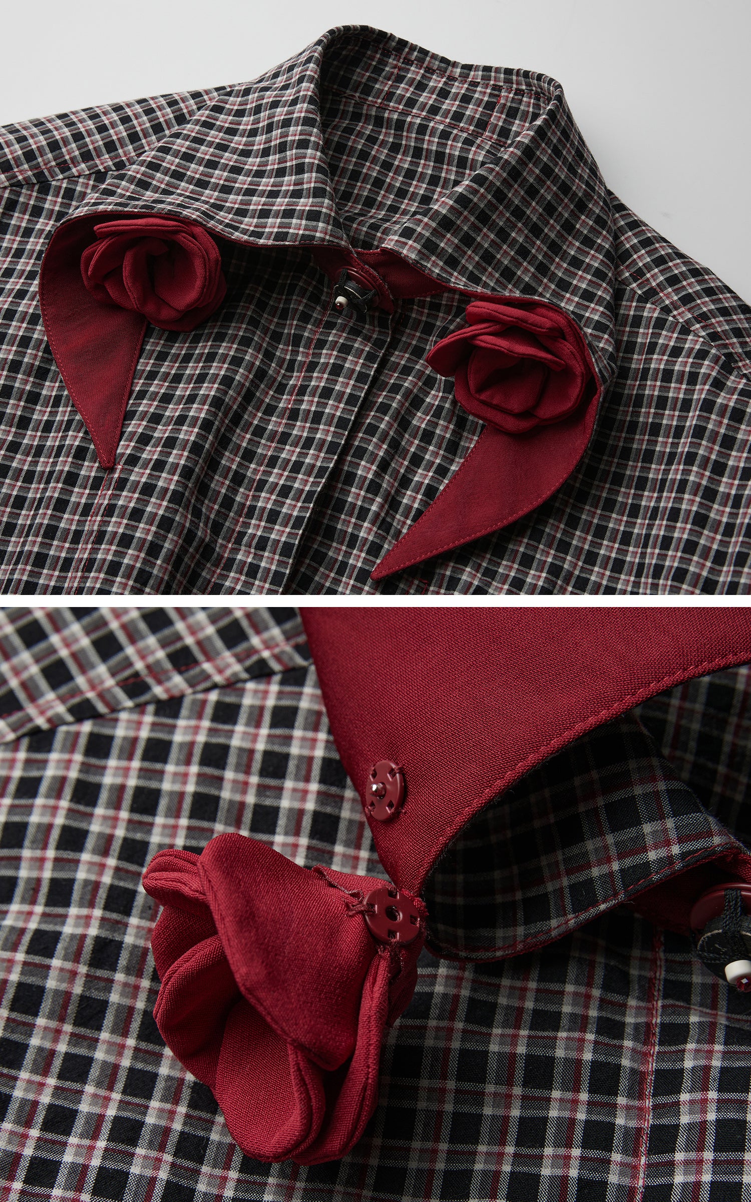 INDULGE Checked Rose Detail Loose Shirt