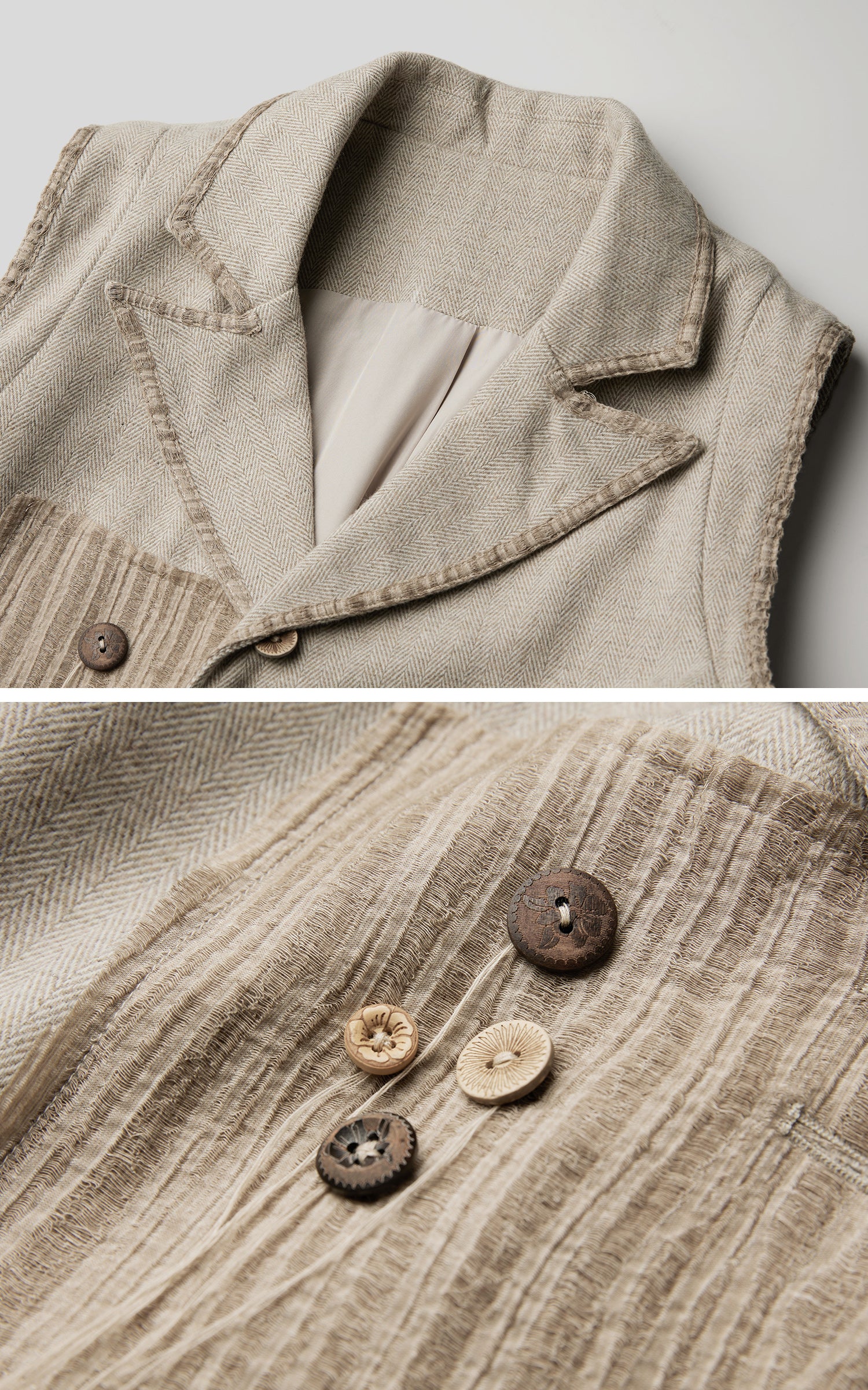 INDULGE Wool Patchwork Vest with Textured Panels