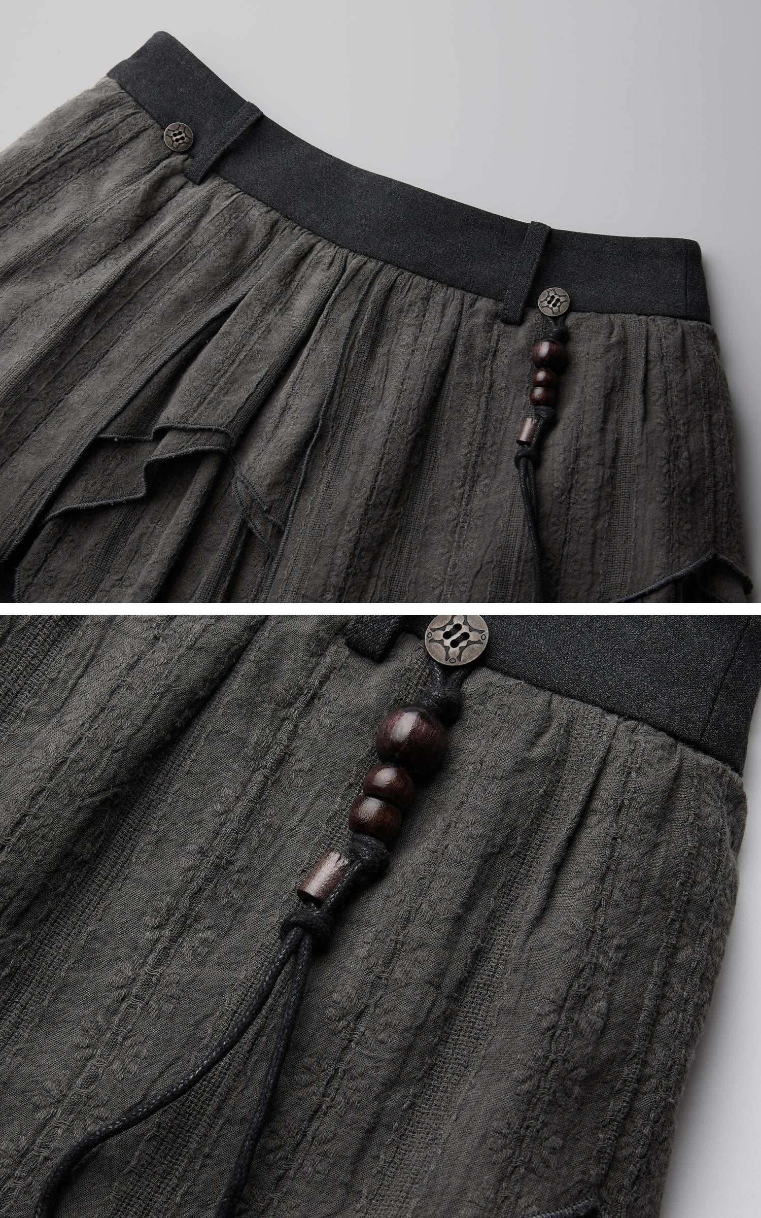 DOINDULGE Flared Pants Layered Wrap Panel